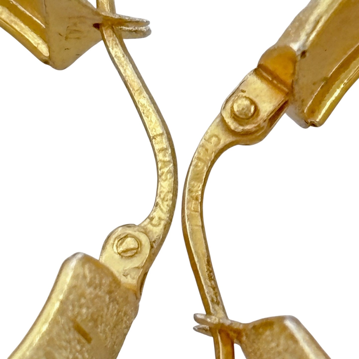 Vintage Gold-Tone Sterling Silver 925 Textured Hoop Earrings