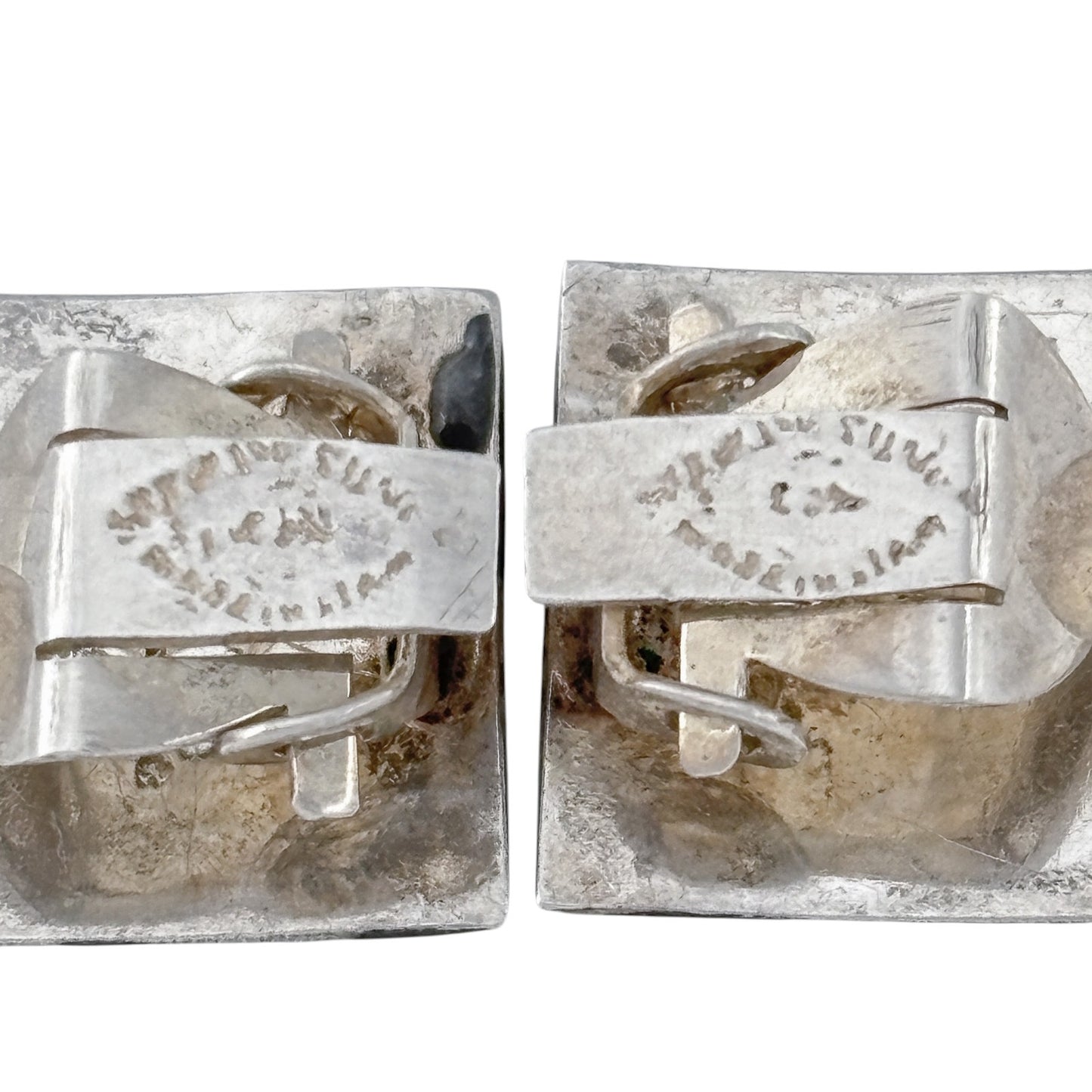 Vintage Sterling Silver 925 Siam Niello Clip-On Earrings