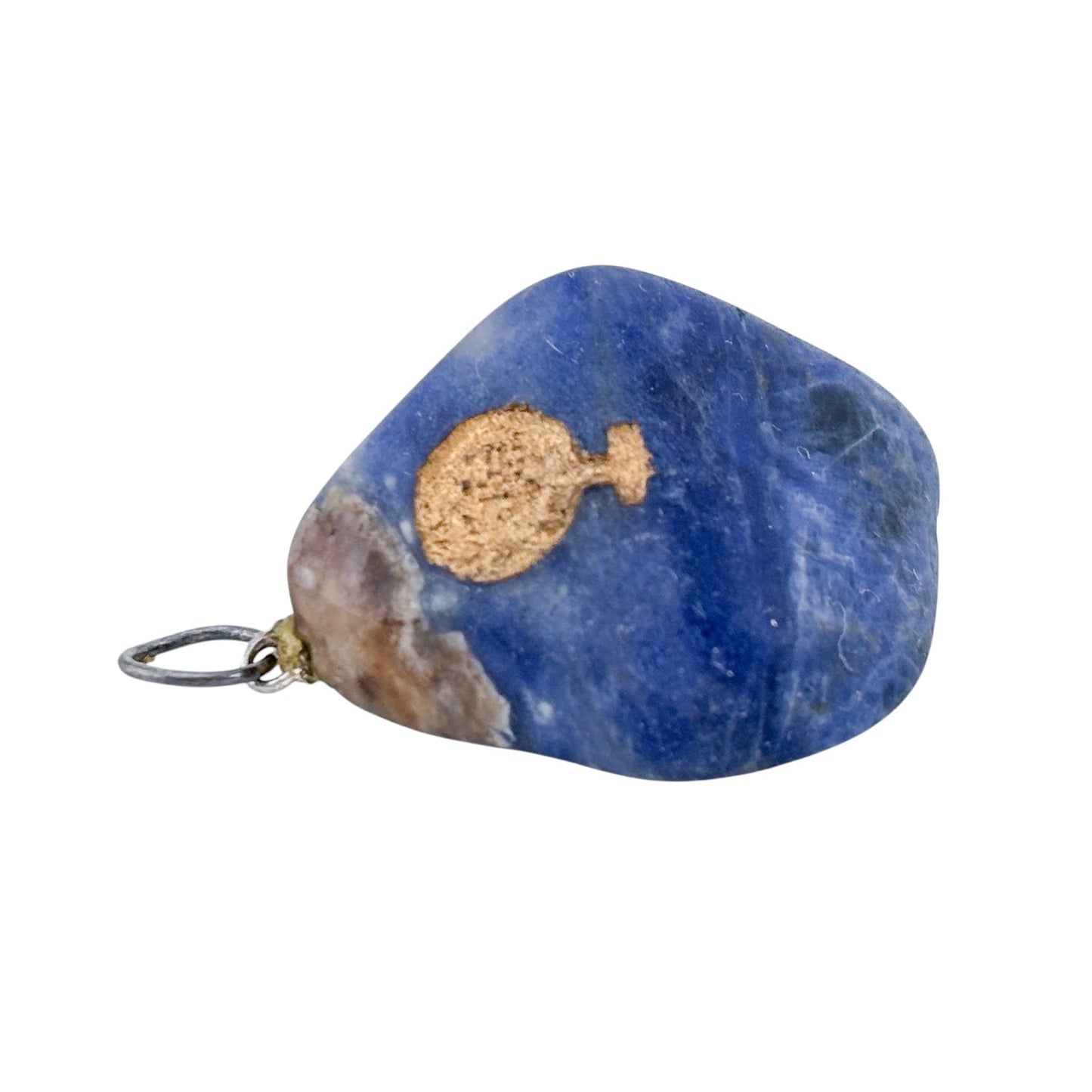 Vintage Silver-Tone Sodalite Tree Symbol Pendant