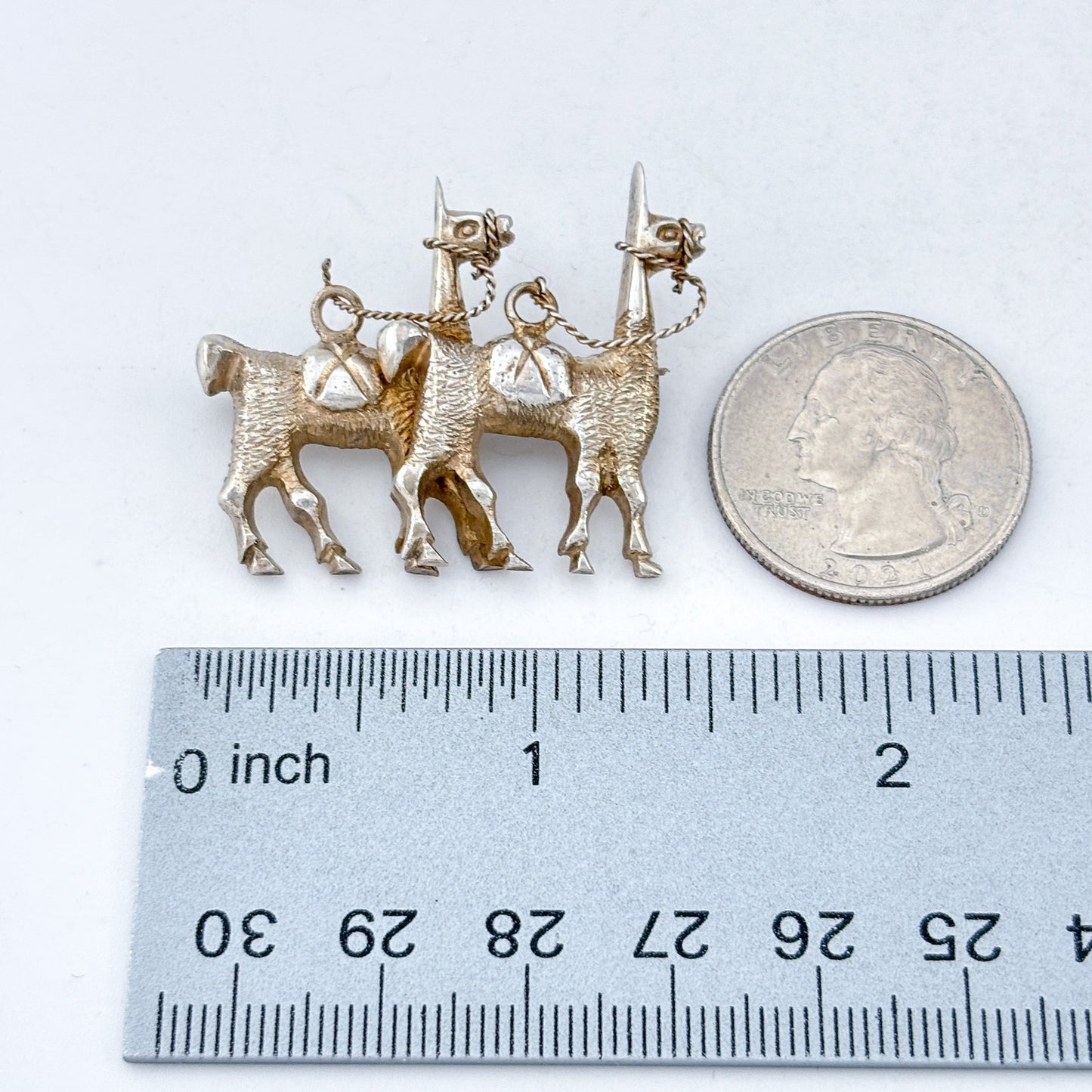 Vintage Sterling Silver 925 Llama Duo Brooch