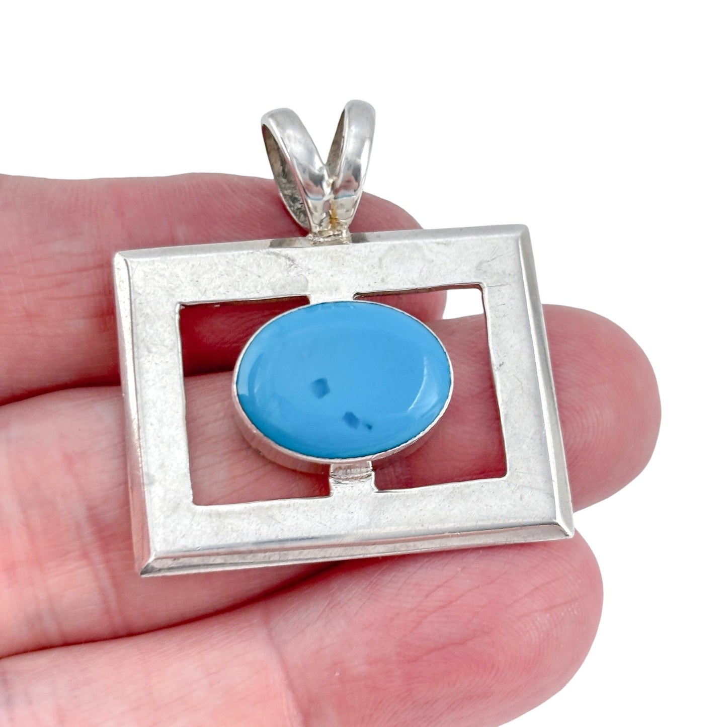 Vintage Mexico Taxco Sterling Silver 925 Turquoise Pendant