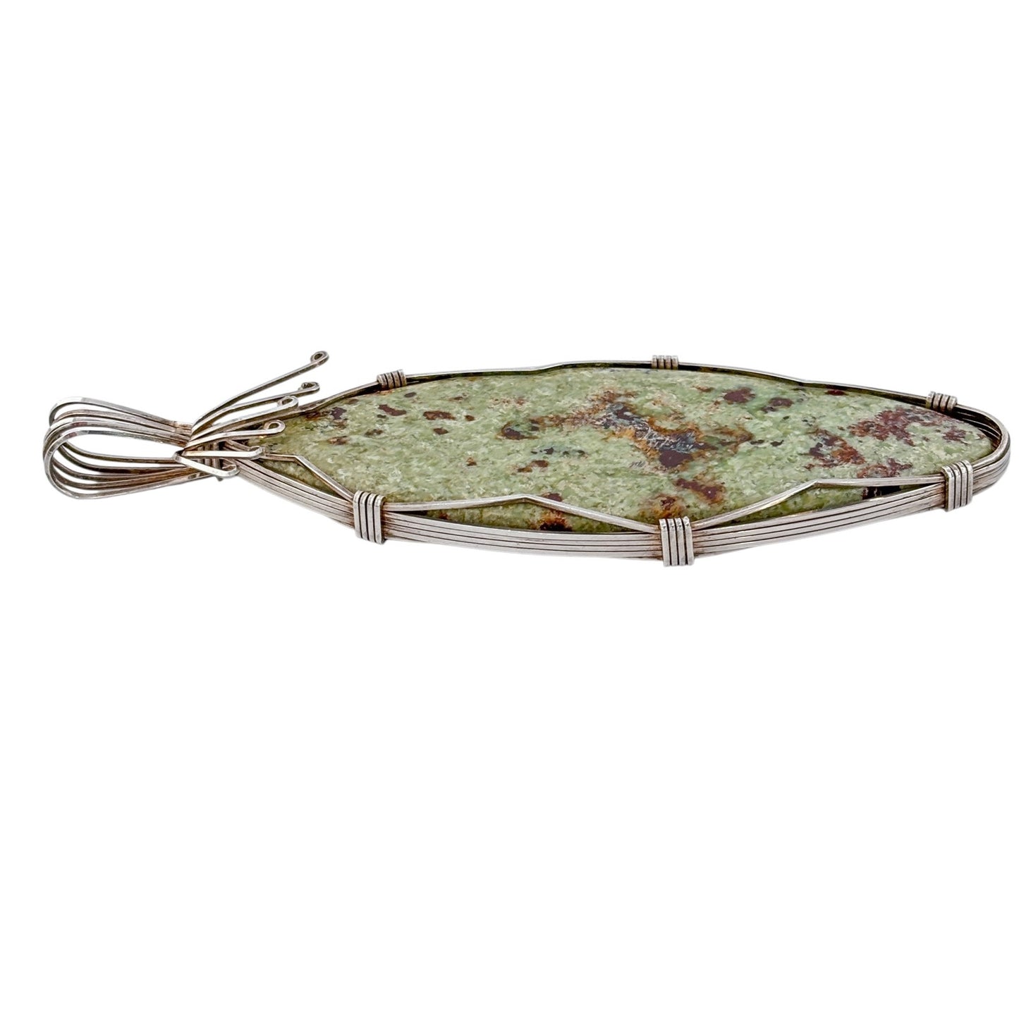 Vintage Sterling Silver 925 Jasper Wire Wrap Pendant