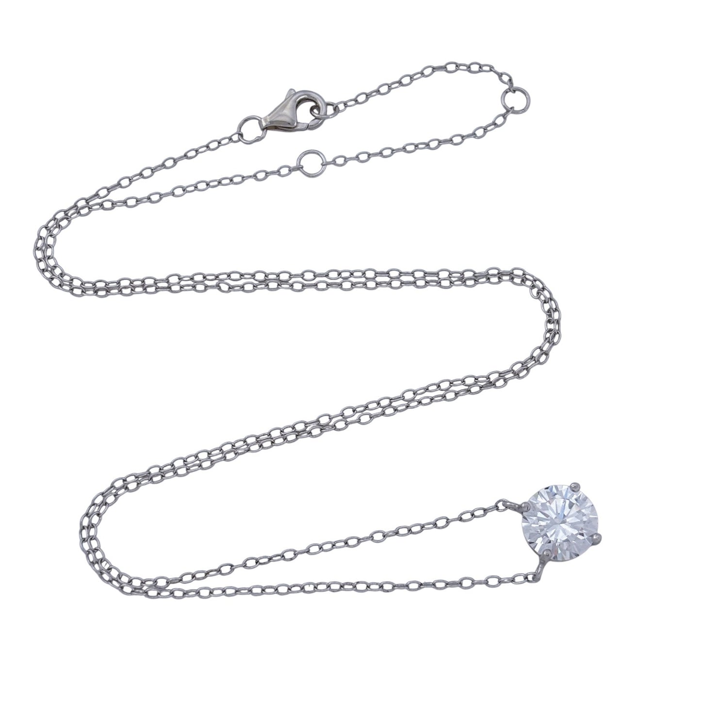 Vintage Sterling Silver 925 Cubic Zirconia Pendant Necklace 16", 17," 18"