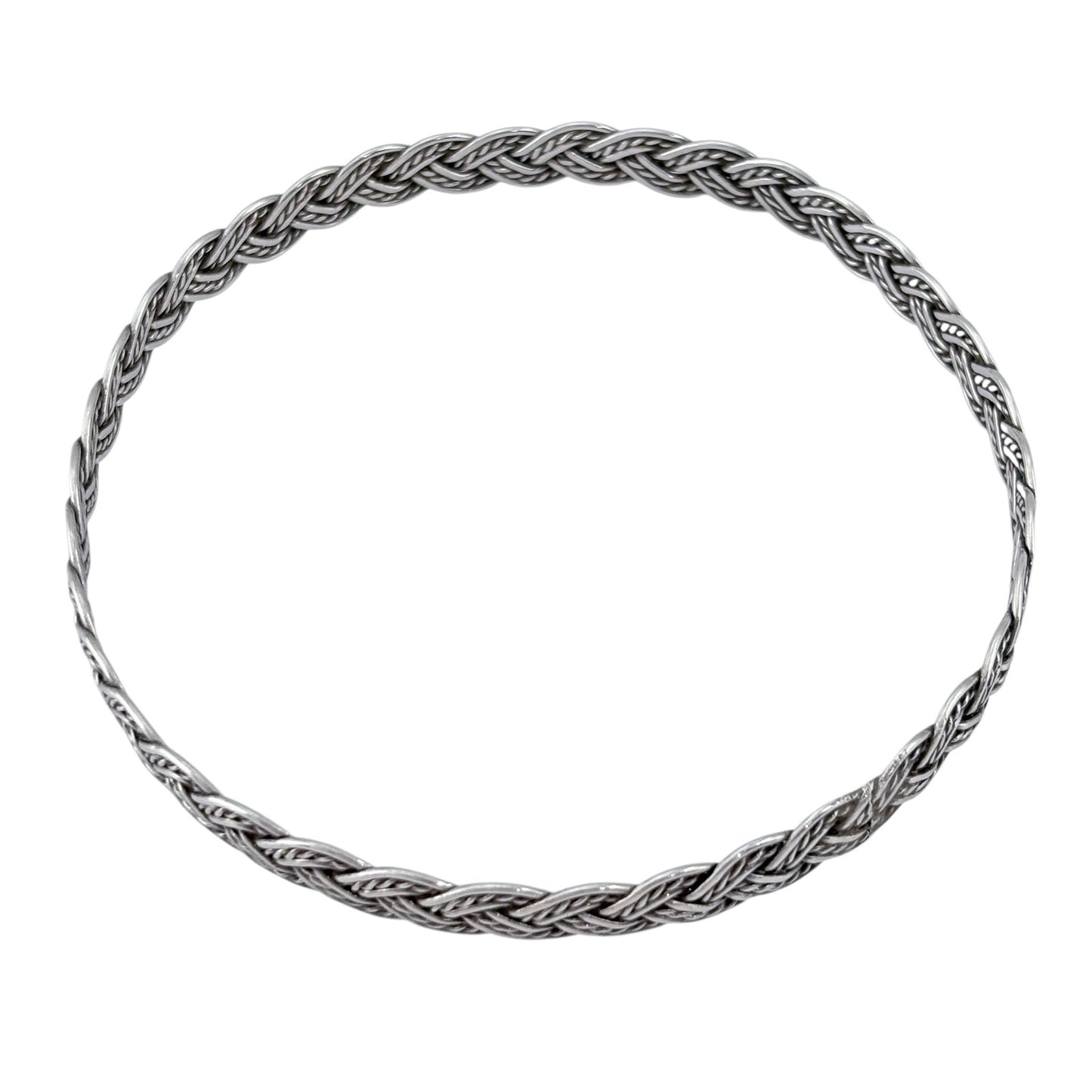 Vintage Sterling Silver 925 Braided Bangle Bracelet 8"