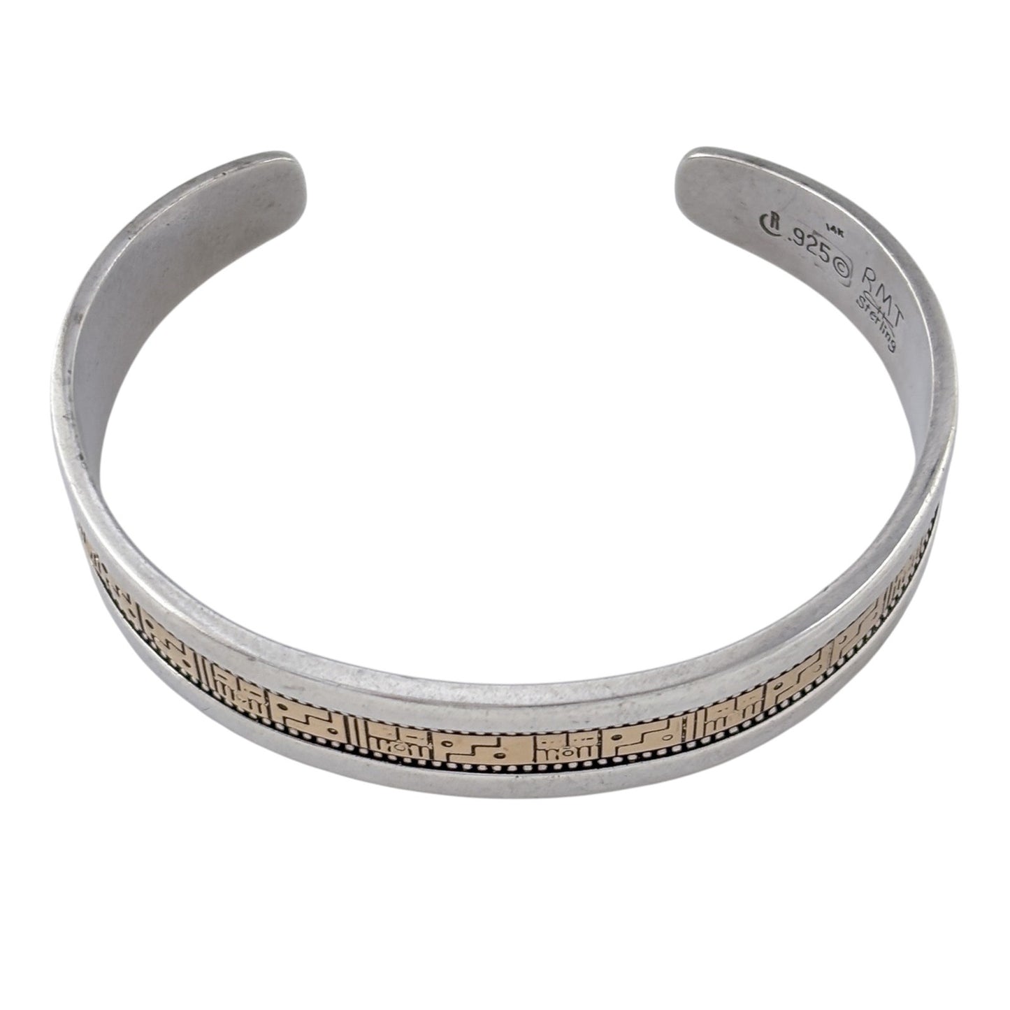 Vintage RMT Roderick Tenorio 14K Gold Sterling Silver Southwestern Cuff 6.75"