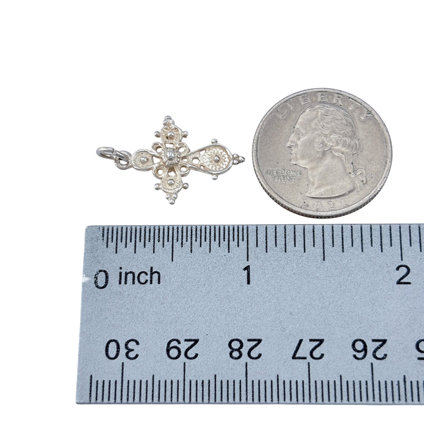 Vintage Sterling Silver 925 Ornate Filigree Cross Pendant