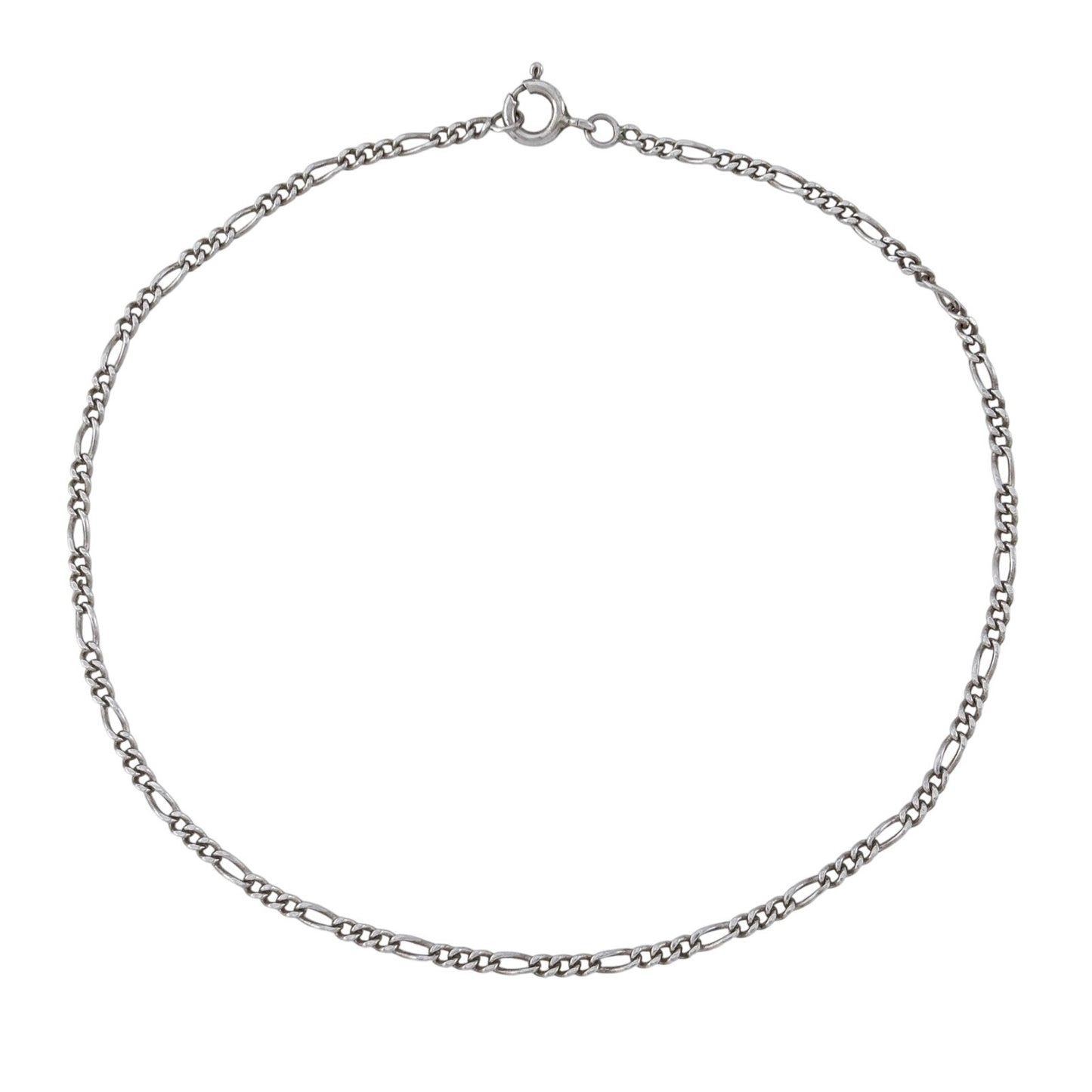 Vintage Sterling Silver 925 Figaro Chain Anklet 10"