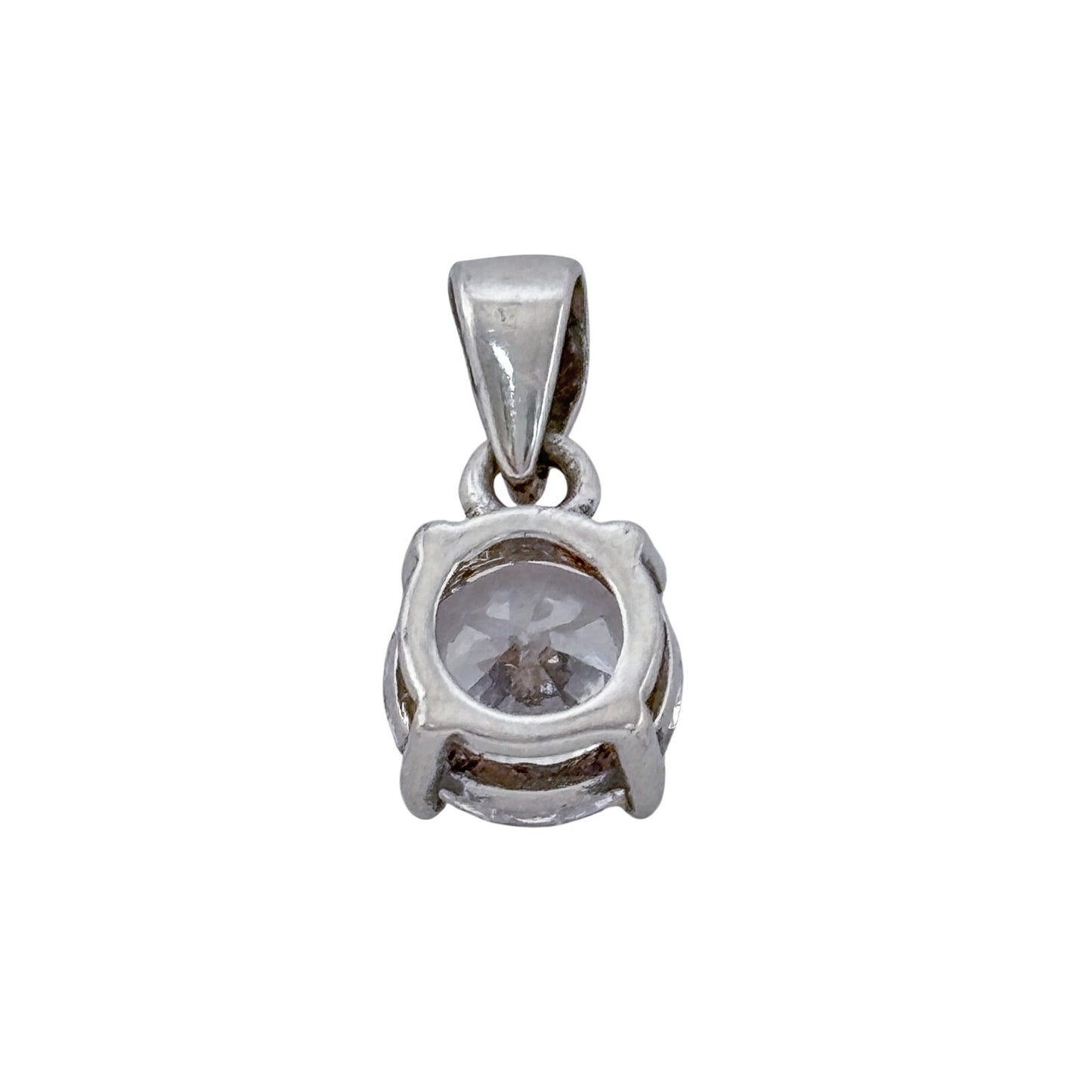 Vintage Sterling Silver 925 Cubic Zirconia Solitaire Pendant