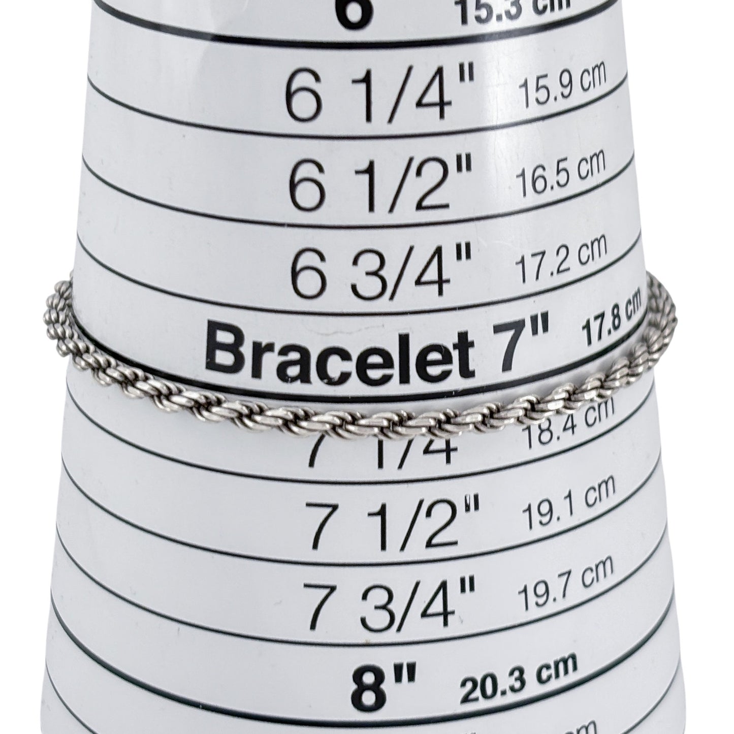 Vintage Italian Sterling Silver 925 Rope Chain Bracelet 7.25"