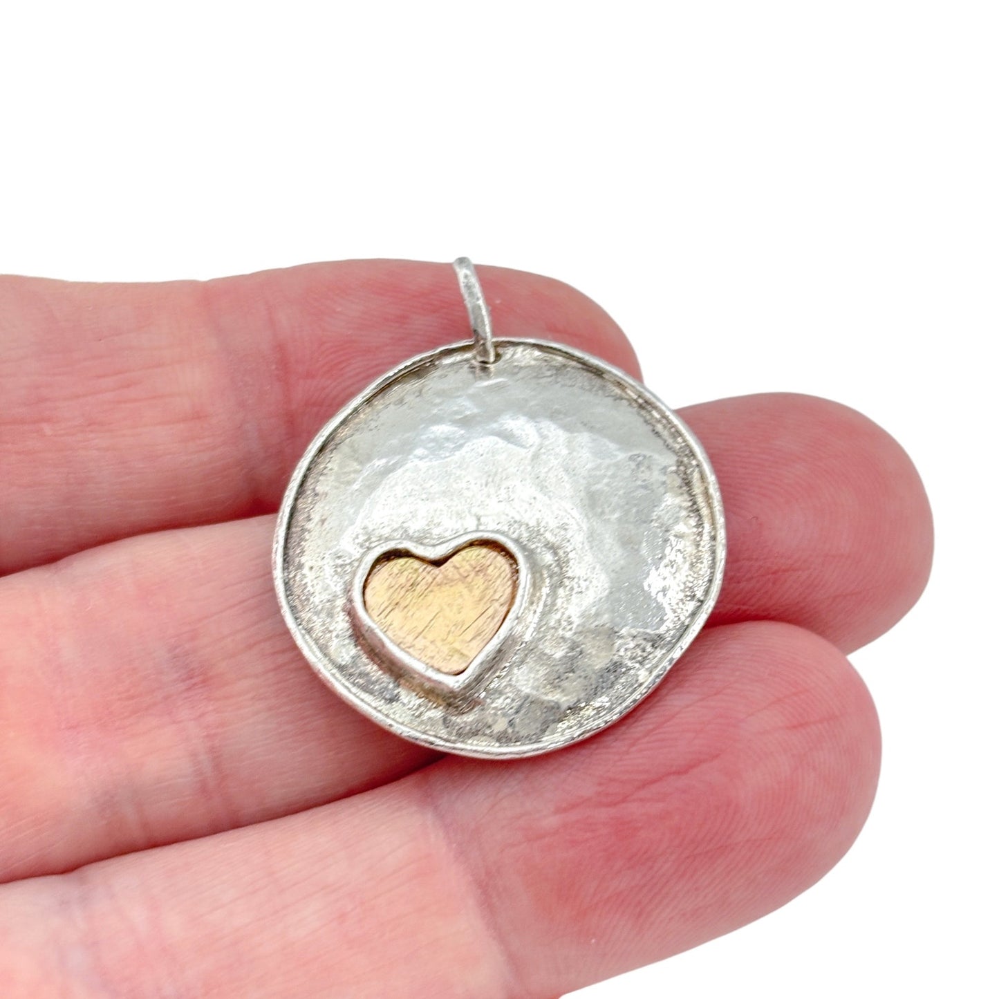 Vintage Sterling Silver 925 14K Gold Heart Pendant