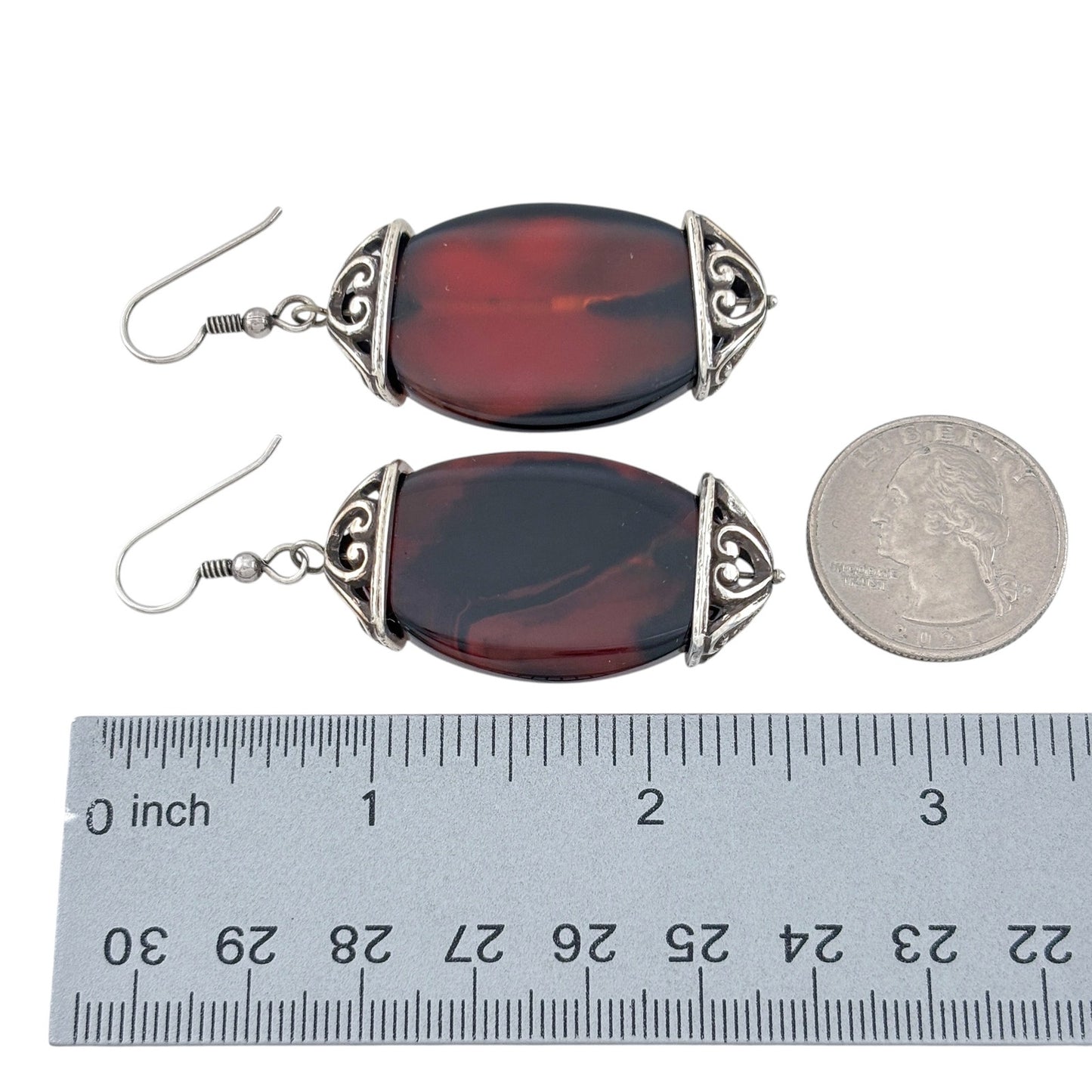 Vintage Sterling Silver 925 Carnelian Earrings