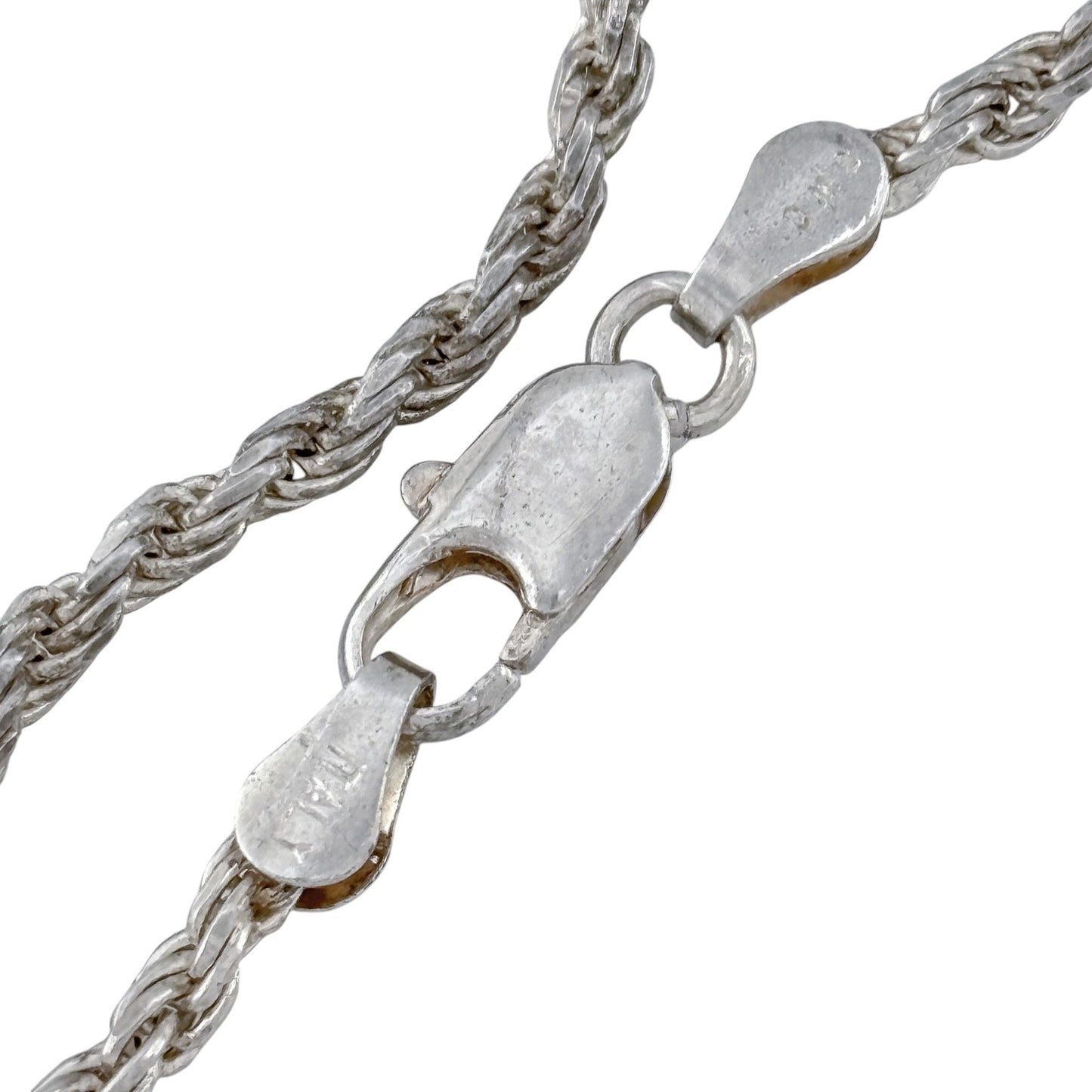 Vintage Italy Sterling Silver 925 Rope Chain Necklace 18"