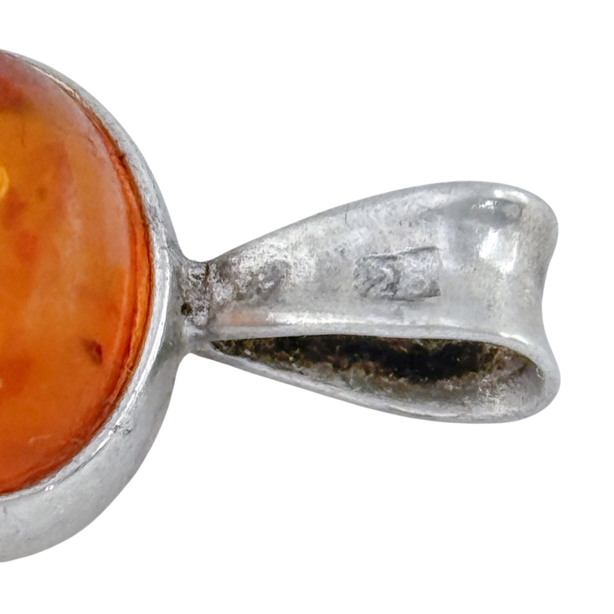 Vintage Sterling Silver 925 Double Amber Cabochon Pendant