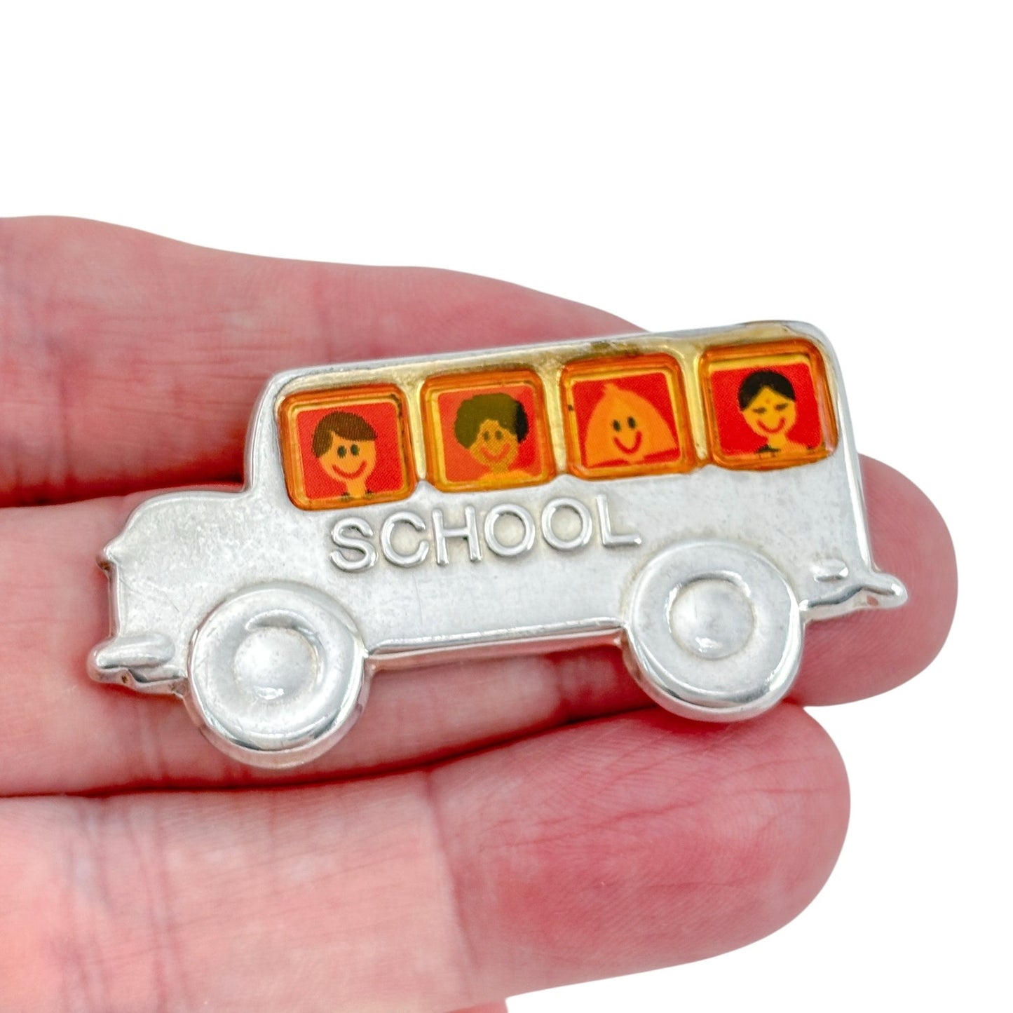 Vintage EFS Mexican Sterling Silver 925 School Bus Brooch