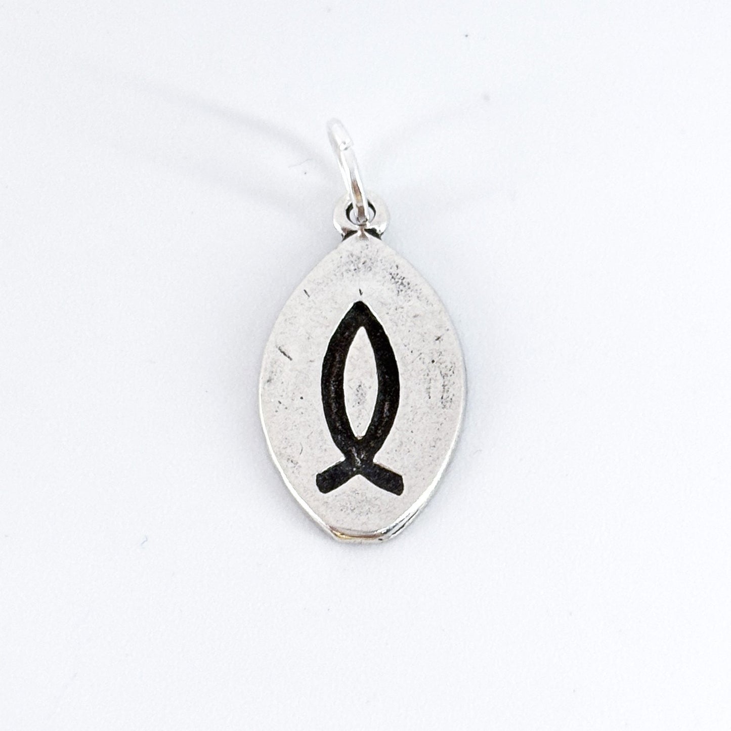 Sterling Silver Christian Ichthys Fish Pendant | Vintage Religious Charm Jewelry