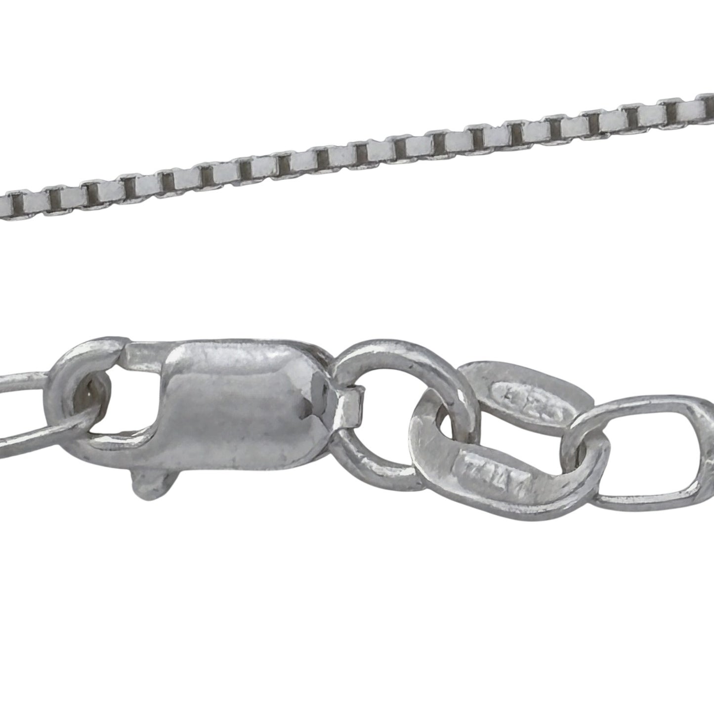 Vintage Italy Sterling Silver 925 Box Link Chain Necklace 18"