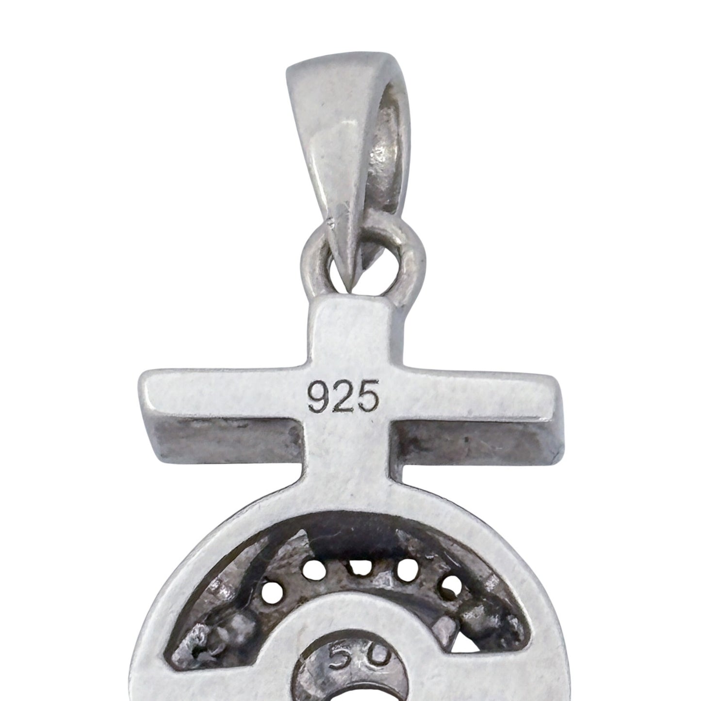 Vintage Sterling Silver 925 Dancing Cubic Zirconia Anchor Pendant