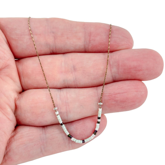 Vintage Sterling Silver 925 Glass Bead Chain Necklace 18"