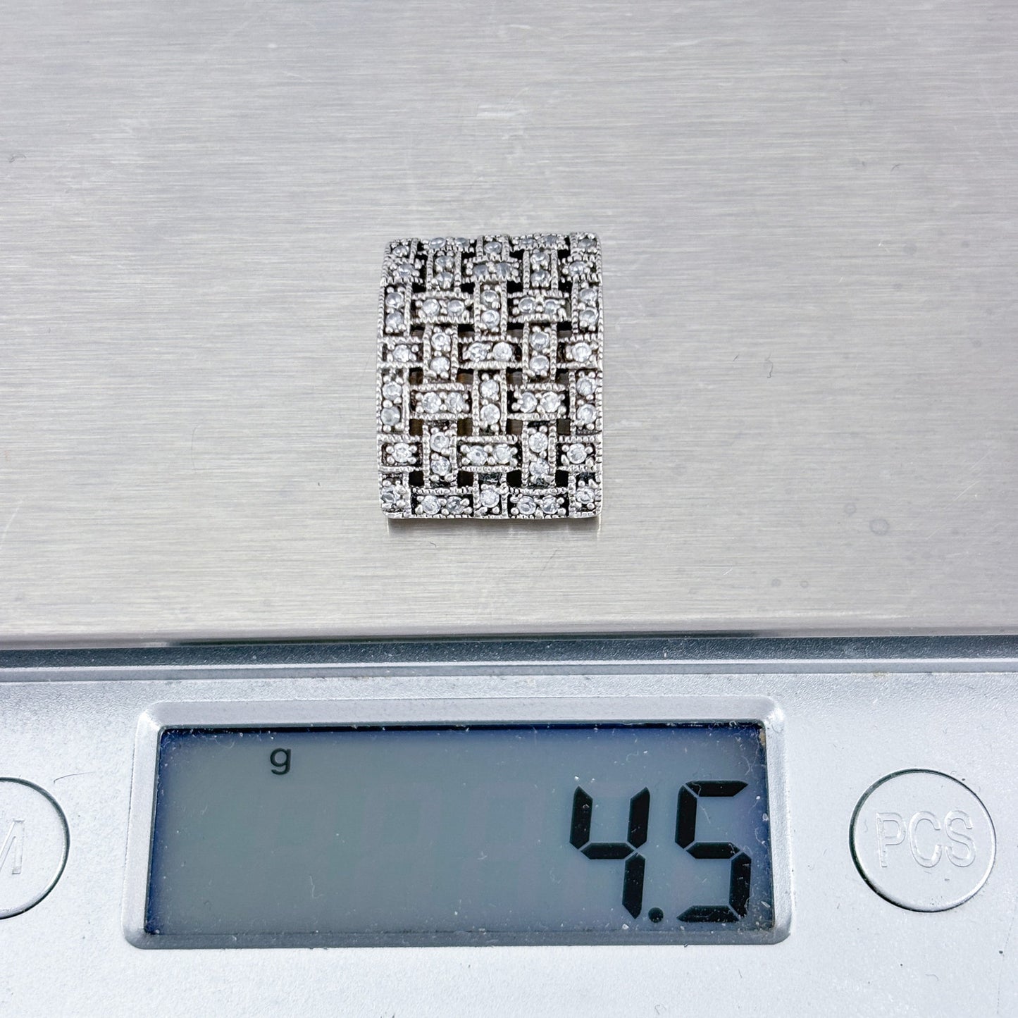 Vintage Sterling Silver 925 Cubic Zirconia Lattice Pendant