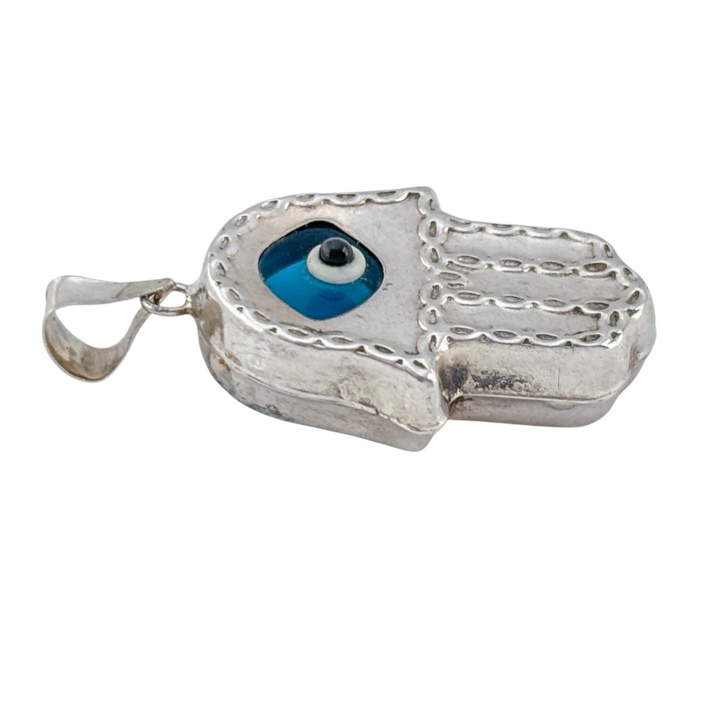 Vintage Sterling Silver 925 Hamsa Evil Eye Pendant