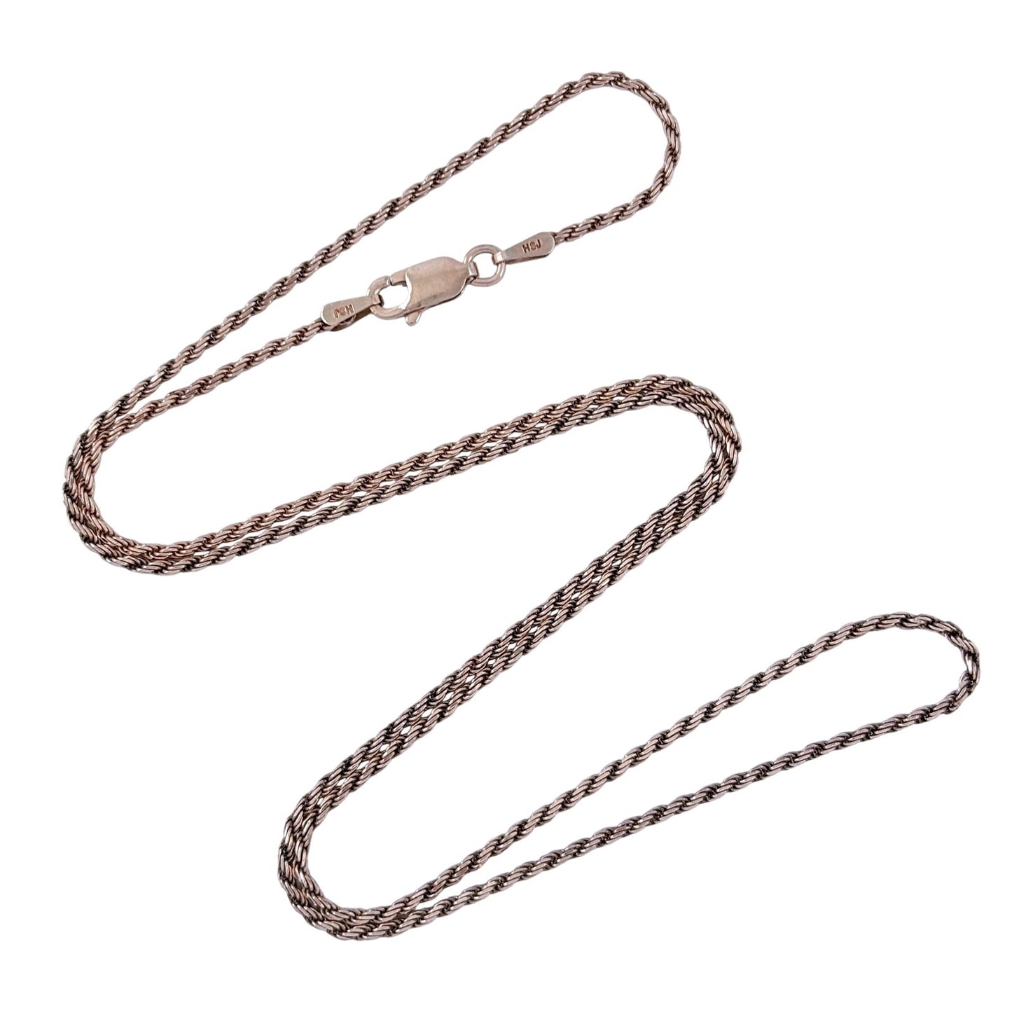 Vintage Italian Rose Gold-Tone Sterling Silver 925 Rope Link Chain Necklace 20"