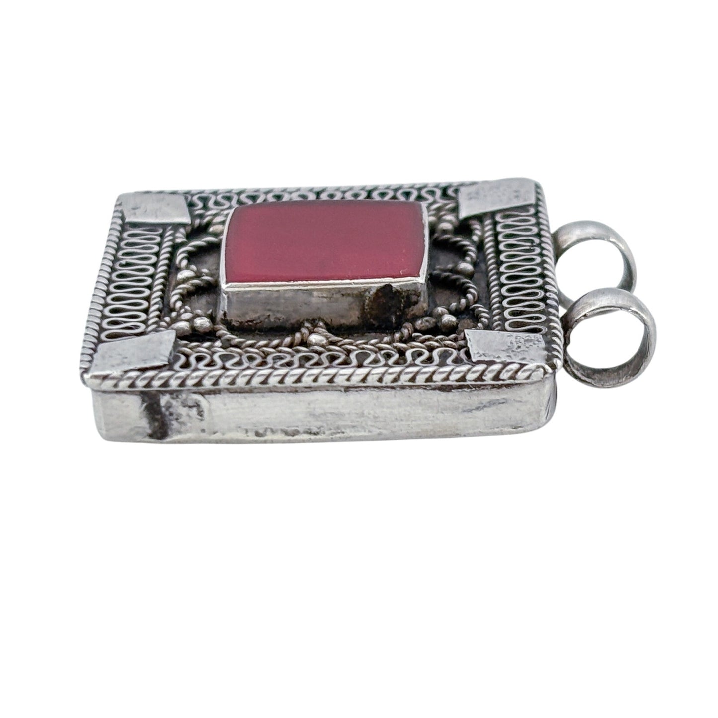 Vintage Kuchi Sterling Silver 925 Carnelian Pendant