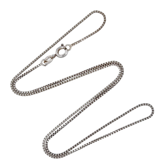 Estate Sterling Silver 925 1.2mm Box Chain Necklace 18"