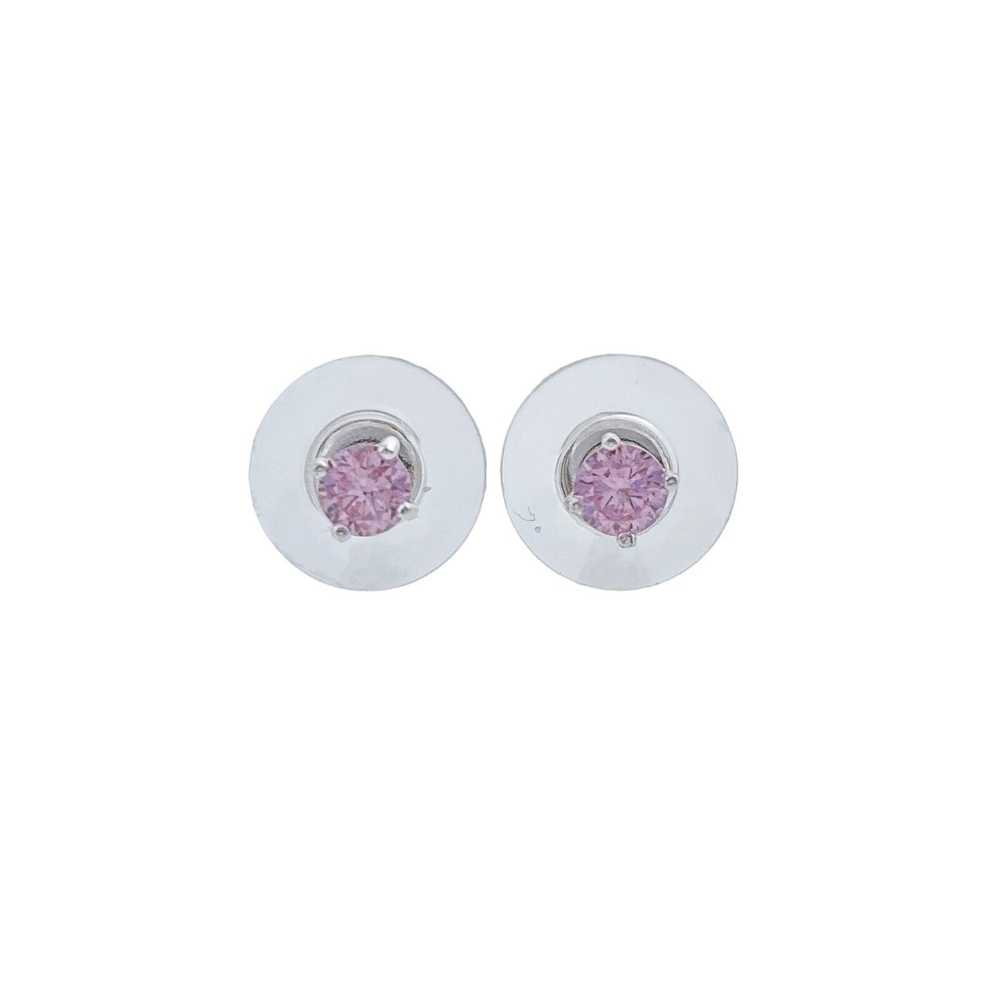 Vintage Sterling Silver 925 Pink Cubic Zirconia Stud Earrings