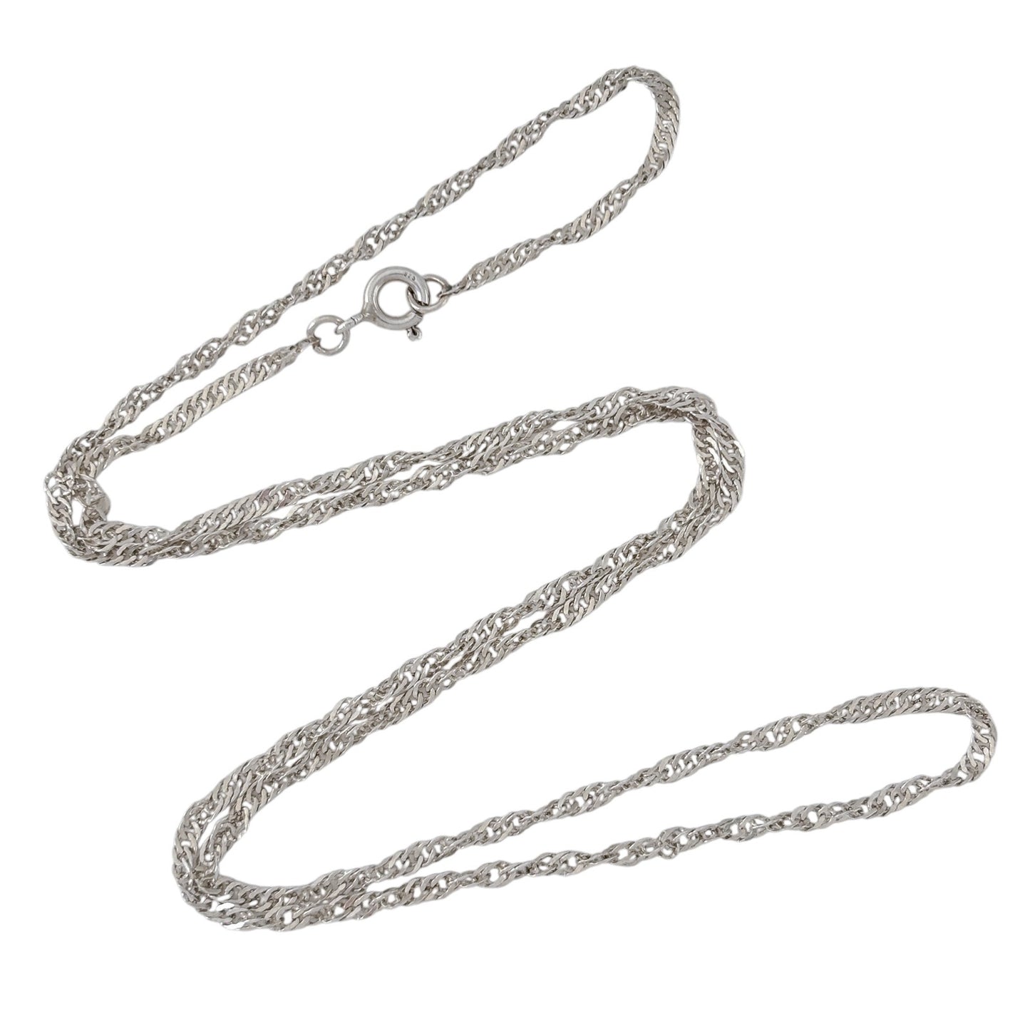 Vintage Sterling Silver 925 Singapore Chain Necklace 21.5"
