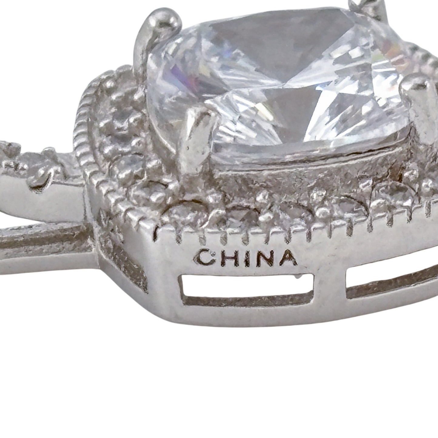 Vintage Sterling Silver 925 Cubic Zirconia Halo Pendant