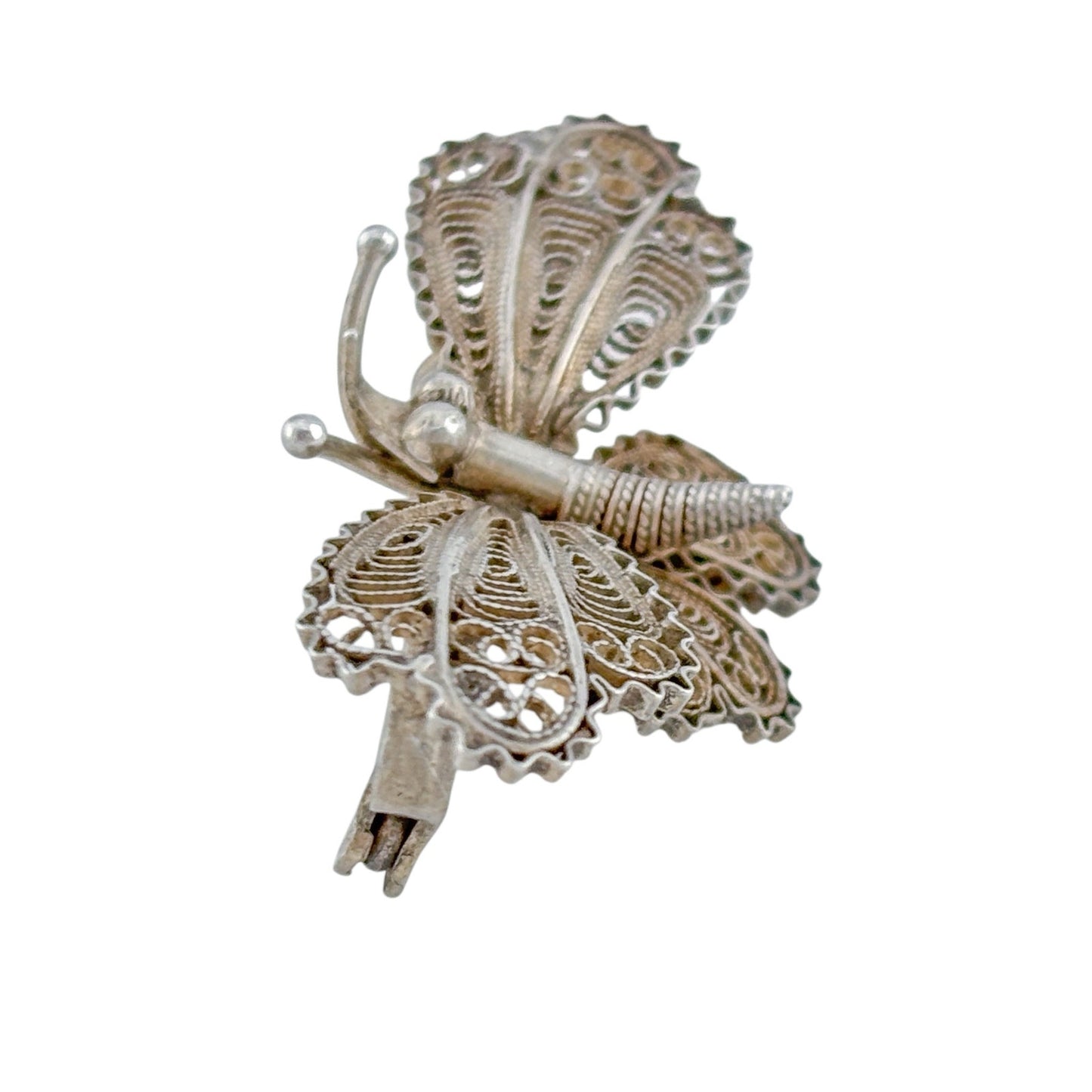 Vintage Sterling Silver 800 Filigree Butterfly Brooch