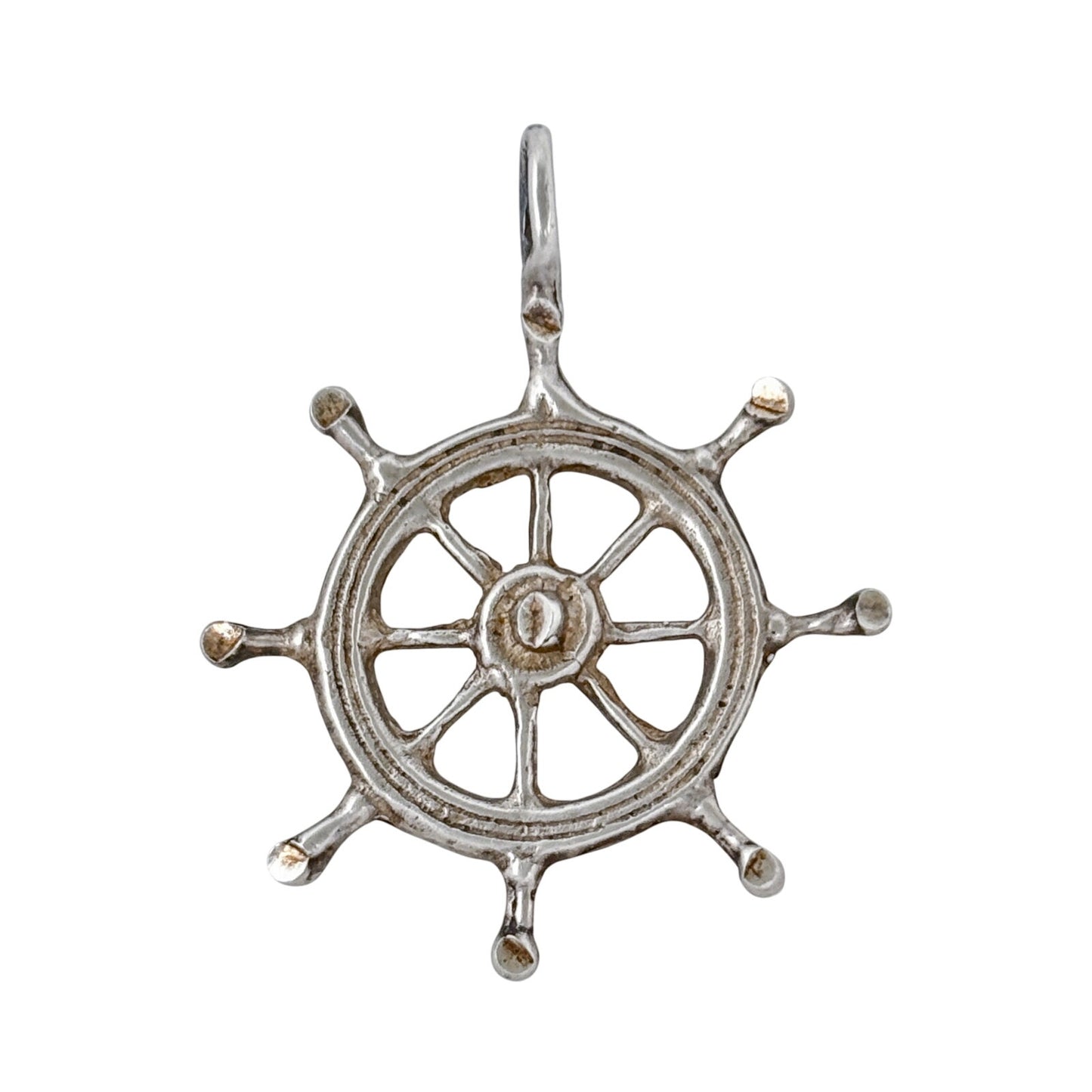 Vintage Sterling Silver 925 Ship Wheel Pendant