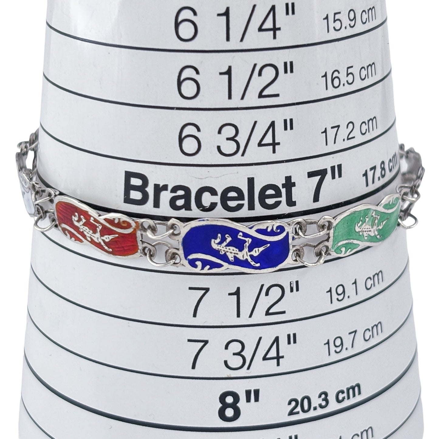 Vintage Sterling Silver 925 Thai Dancer Enamel Bracelet 7.25"