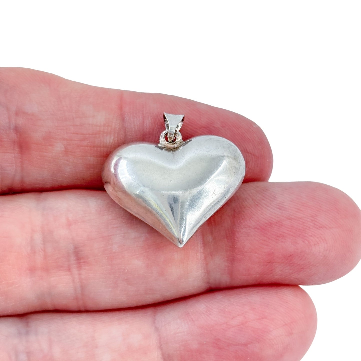 Vintage Sterling Silver 925 Puffy Heart Pendant