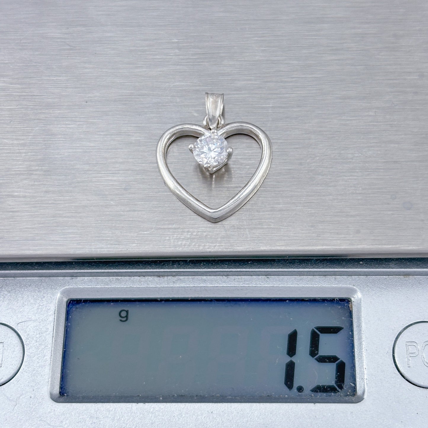 Vintage Sterling Silver 925 Cubic Zirconia Heart Pendant
