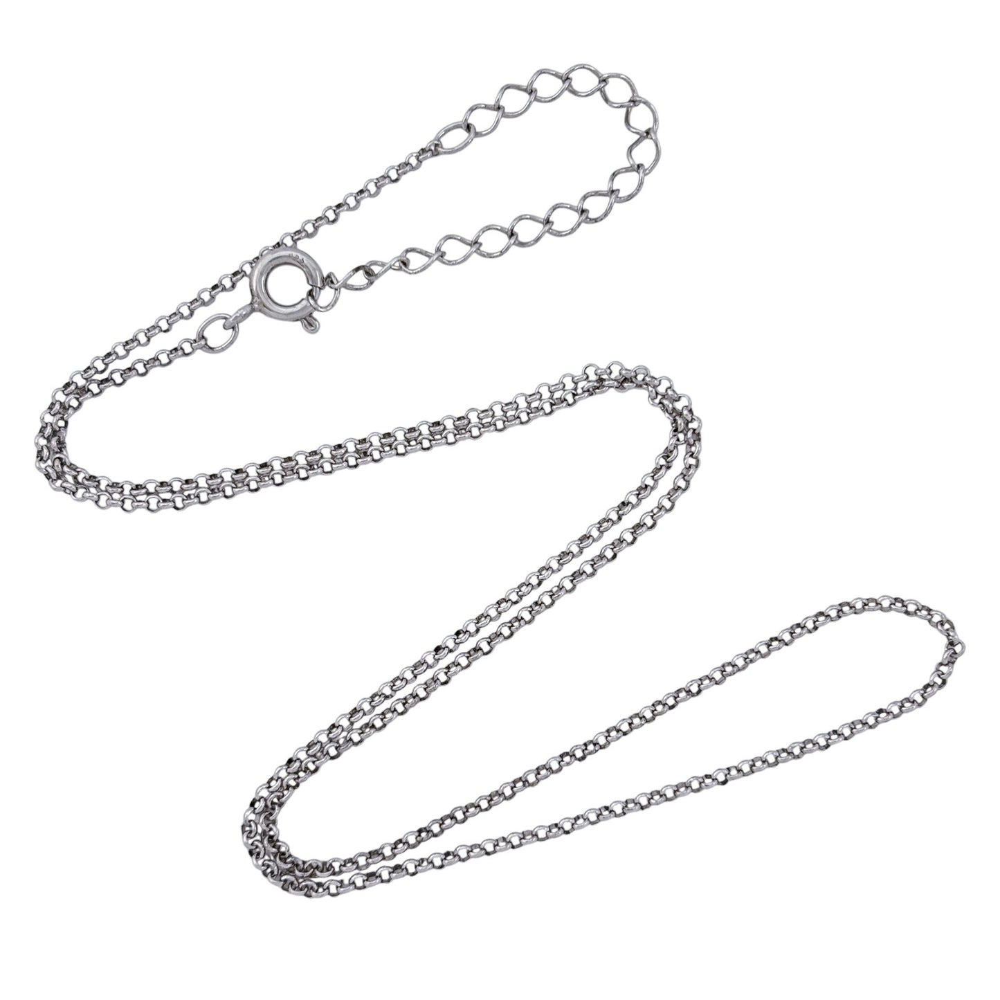 Vintage Sterling Silver 925 Rolo Link Chain Necklace 16"-18"