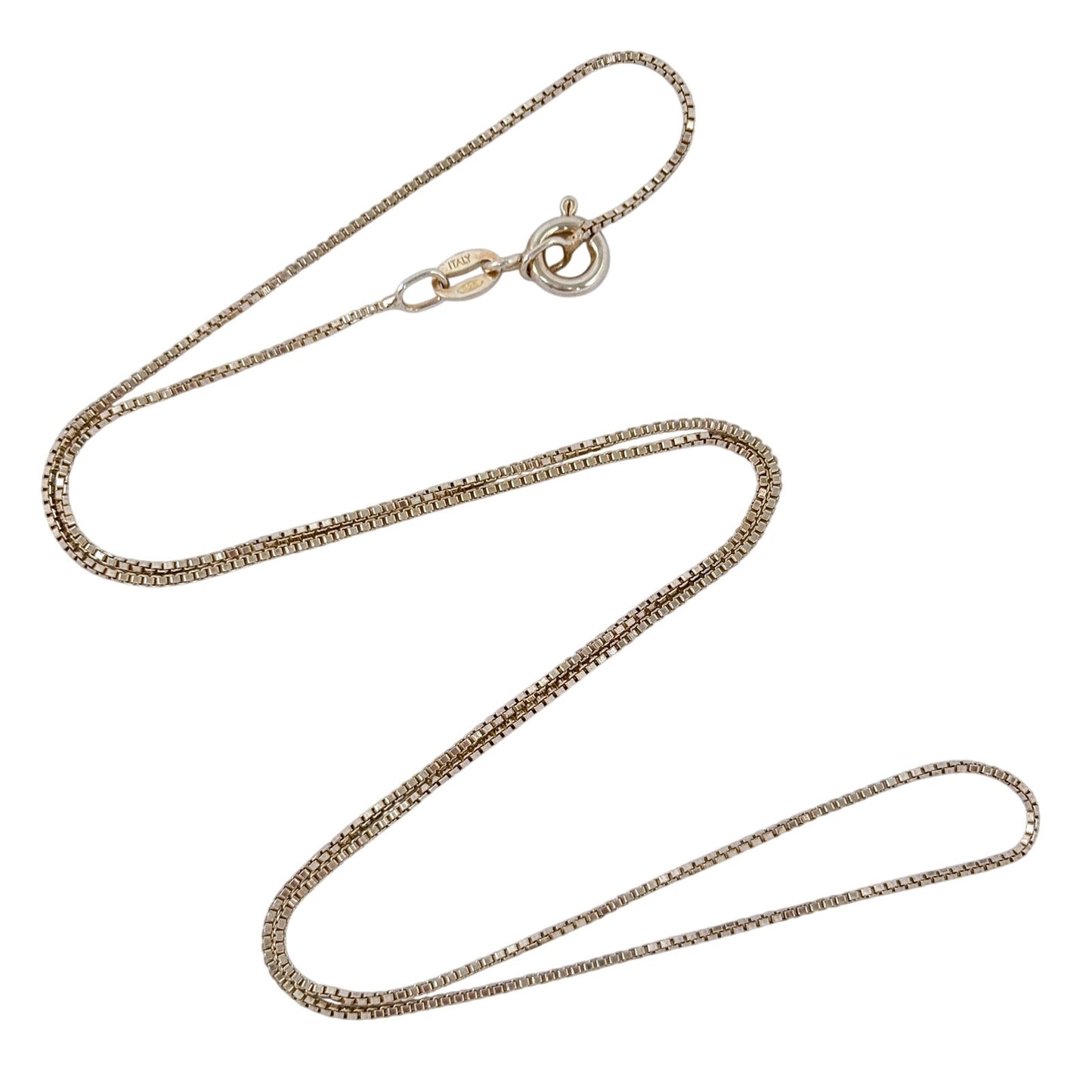 Vintage Italian Gold-Tone Sterling Silver 925 Box Link Chain Necklace 18"
