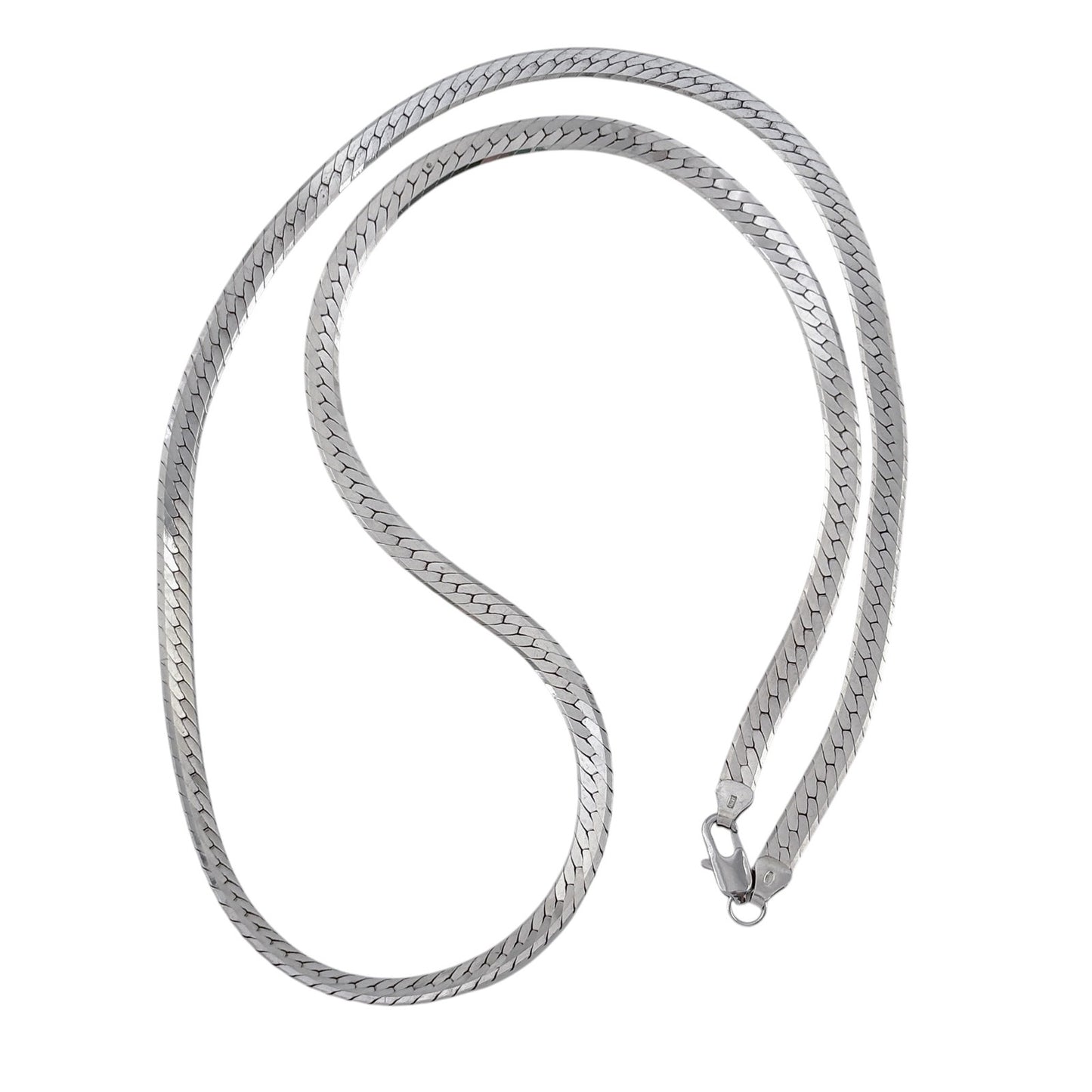 Vintage Italian Sterling Silver 925 Herringbone Chain Necklace 24"