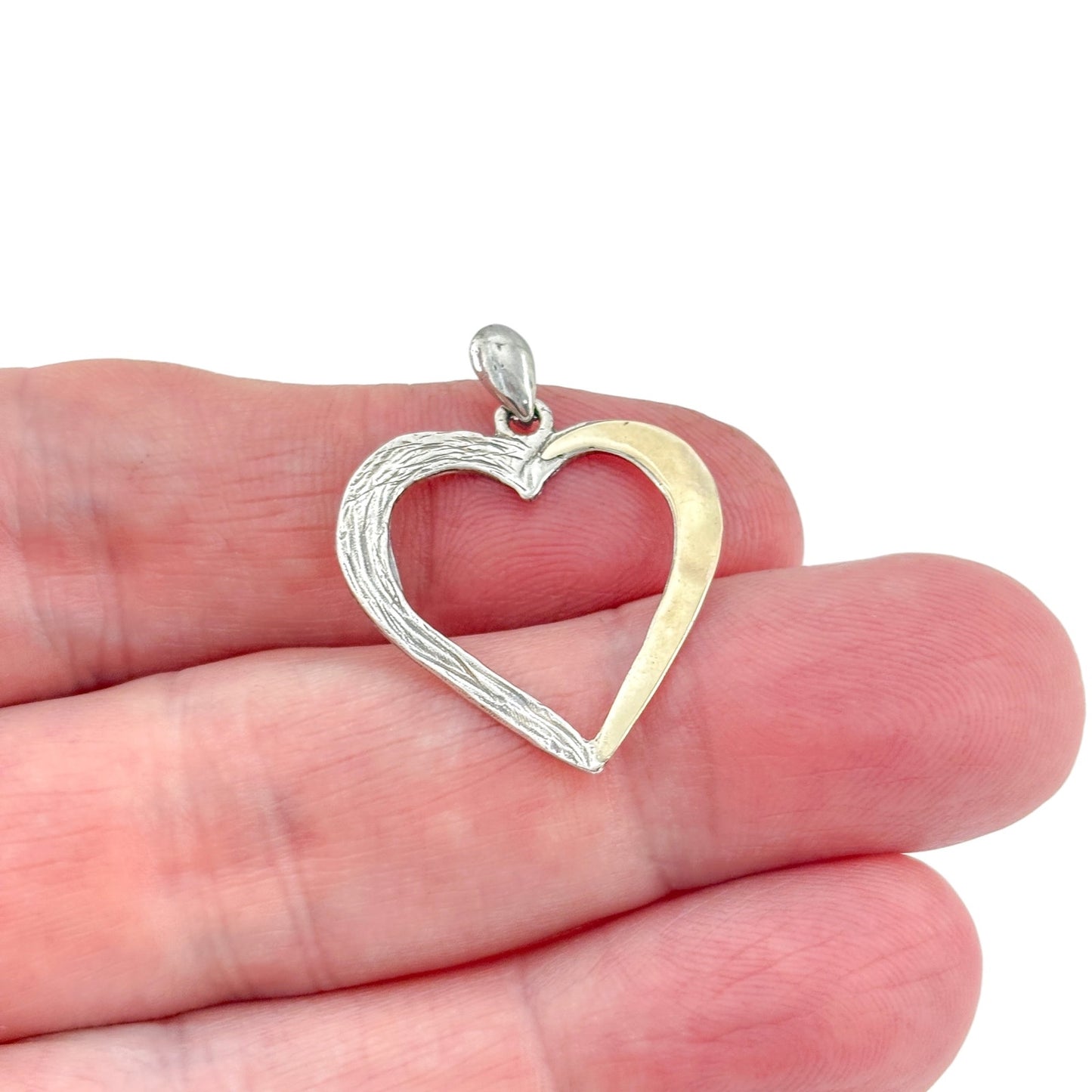 Vintage Sterling Silver 925 Two Tone Heart Pendant