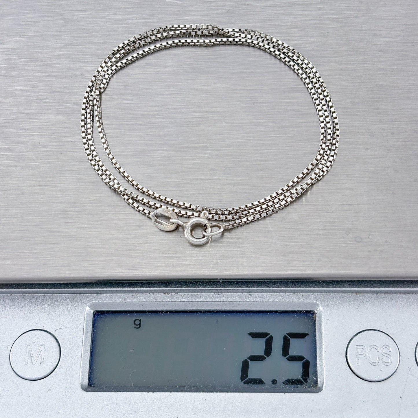 Vintage Italian Sterling Silver 925 Box Link Chain Necklace 16"