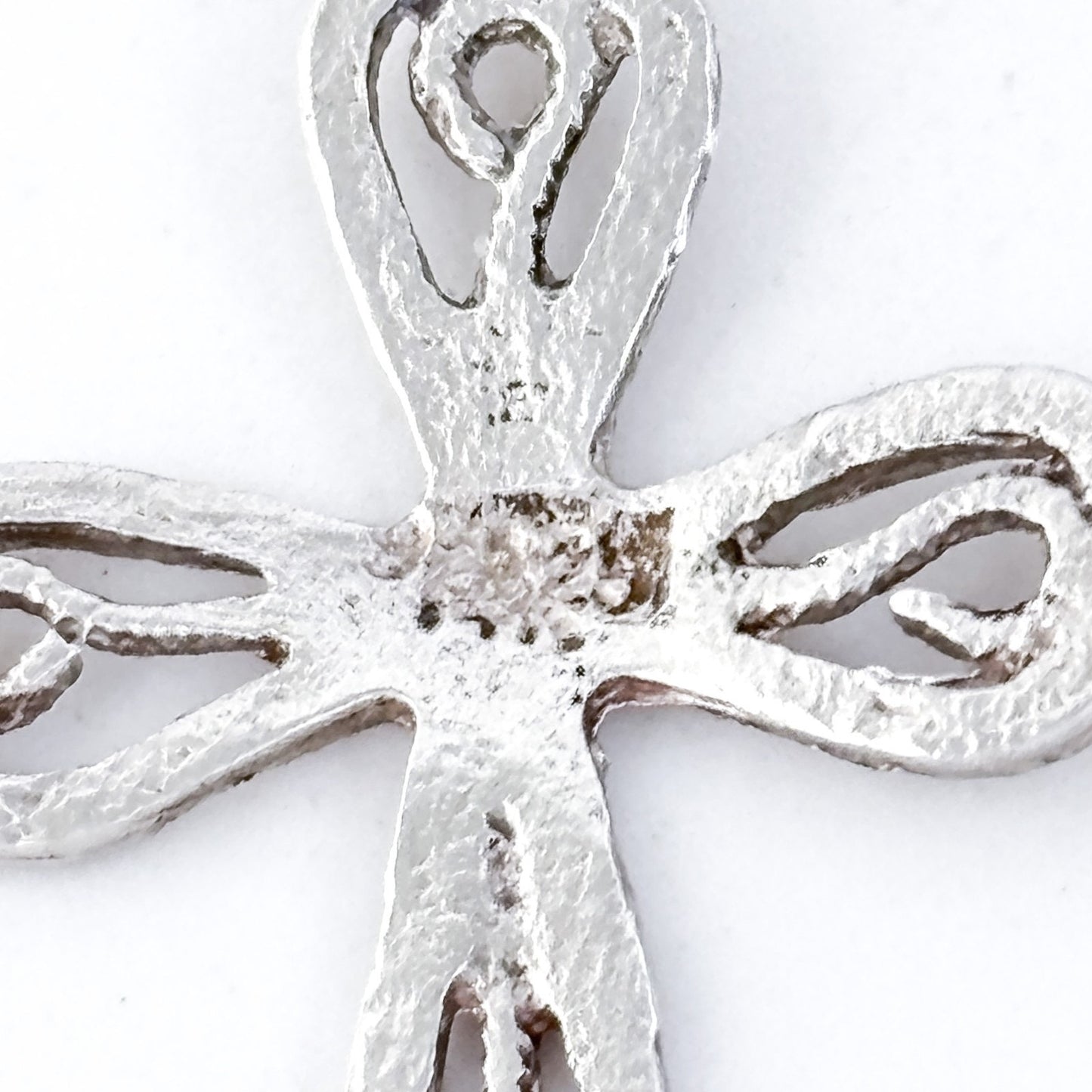 Vintage Sterling Silver 925 Diamond Cut Filigree Cross Pendant