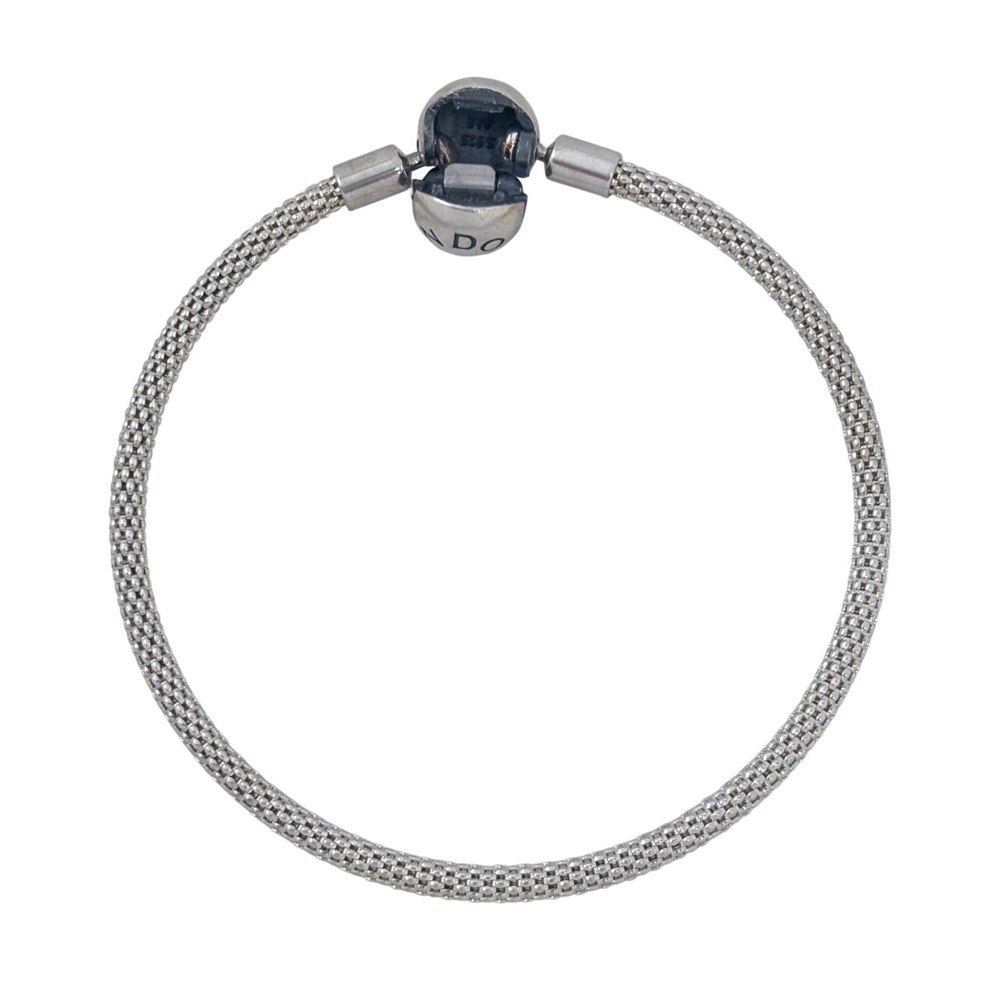 Vintage Pandora Sterling Silver 925 Mesh Round Clasp Bangle 6.5"