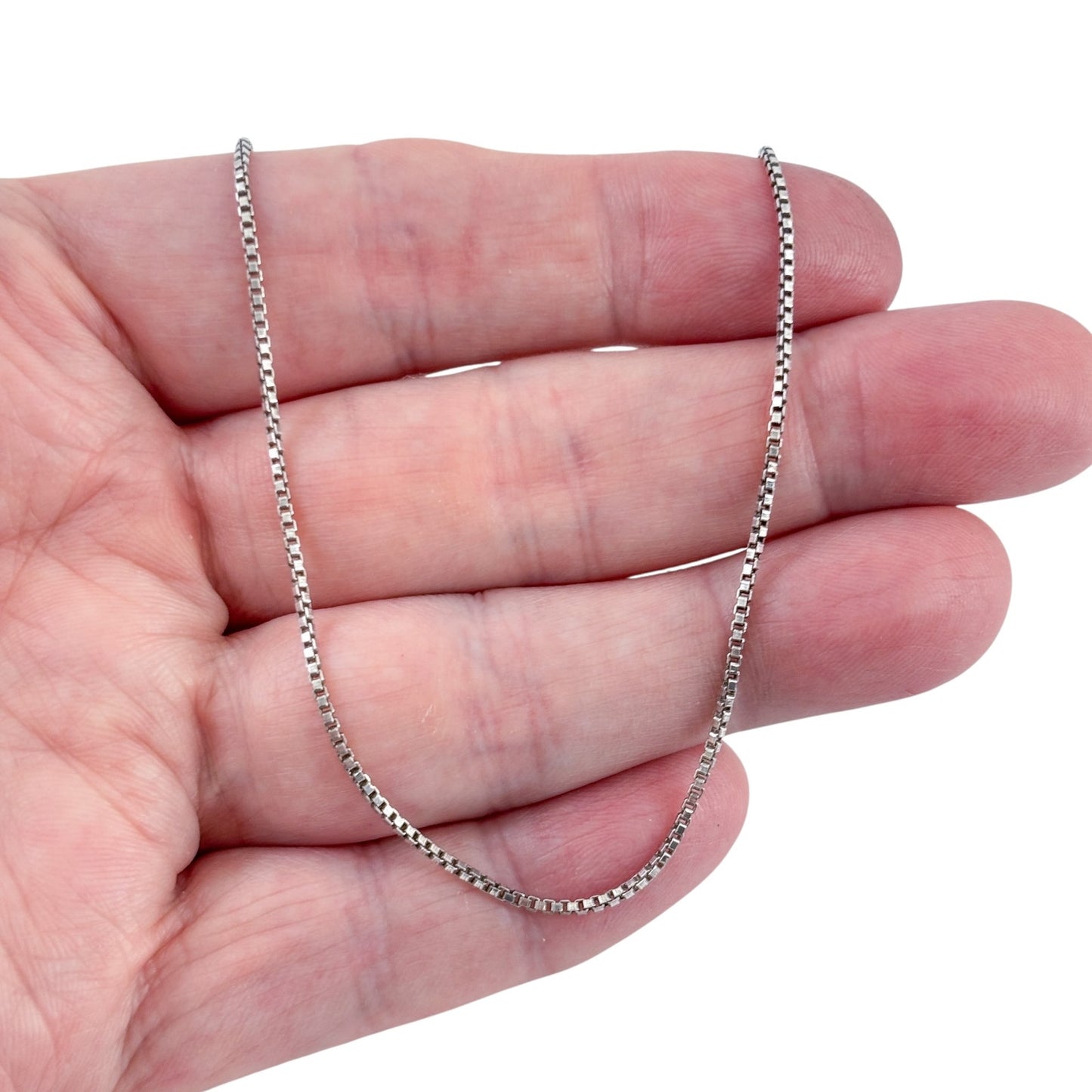 Vintage Sterling Silver 925 Box Link Chain Necklace 15"