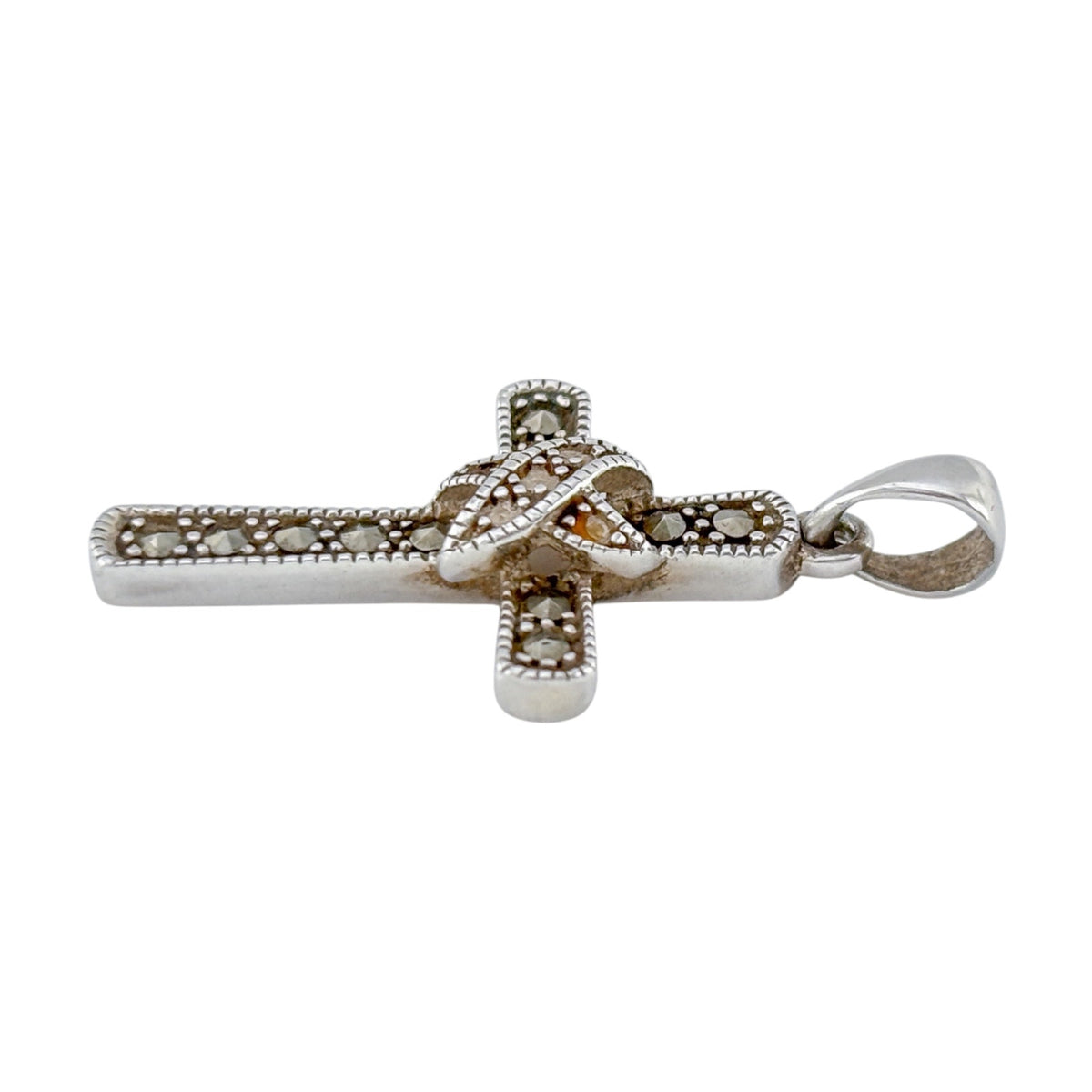 Vintage Sterling Silver 925 Marcasite Cross Pendant
