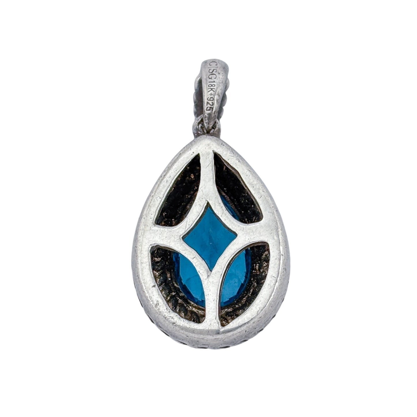 Vintage Sterling Silver 925 18K Blue Topaz Pendant