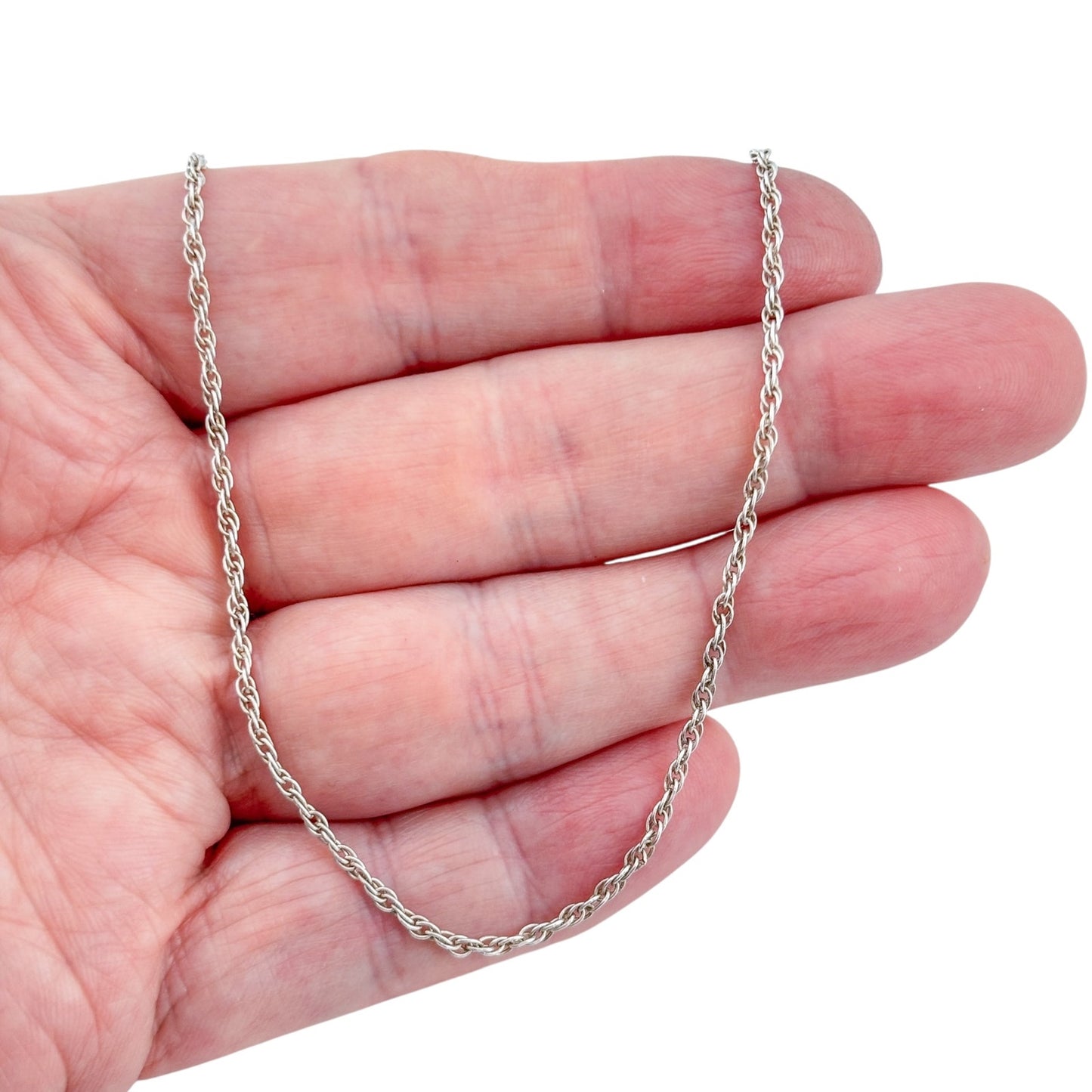 Vintage Sterling Silver 925 Rope Link Chain Necklace 25.5"