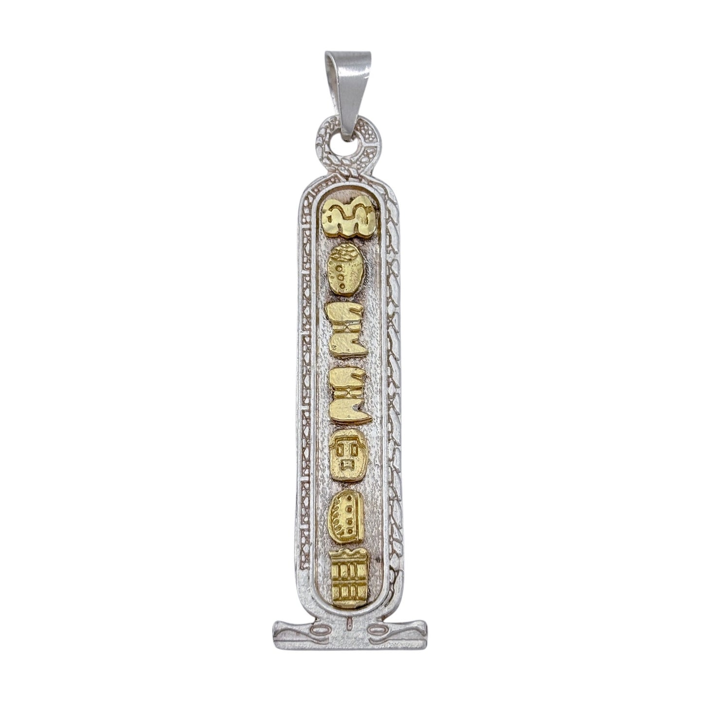 Vintage Mexican El Tigro 14K Gold Sterling Silver 925 Mayan Glyph Pendant