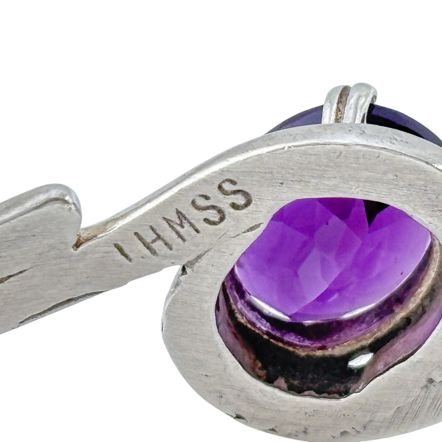 Vintage Sterling Silver 925 Amethyst Cuff Bracelet 6.75"