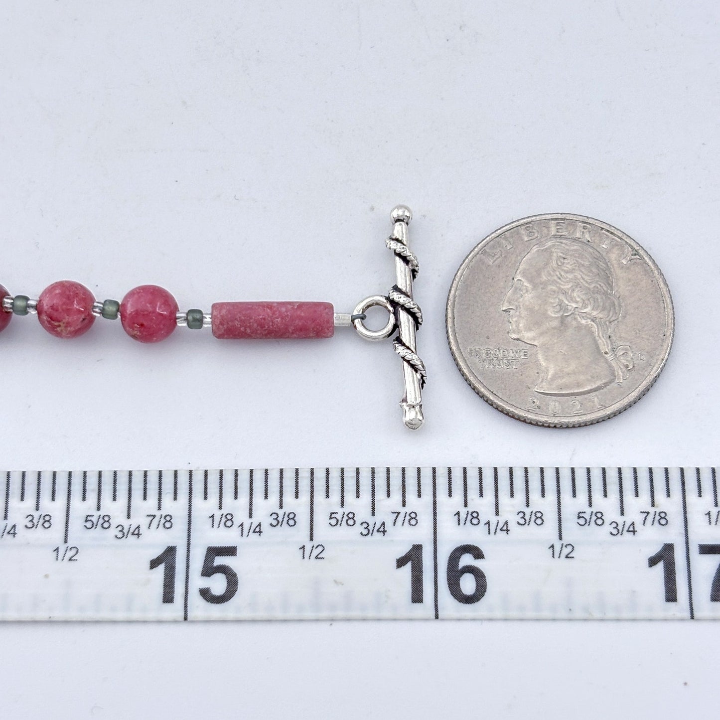 Vintage Sterling Silver 925 Rhodochrosite Pendant Necklace 16"