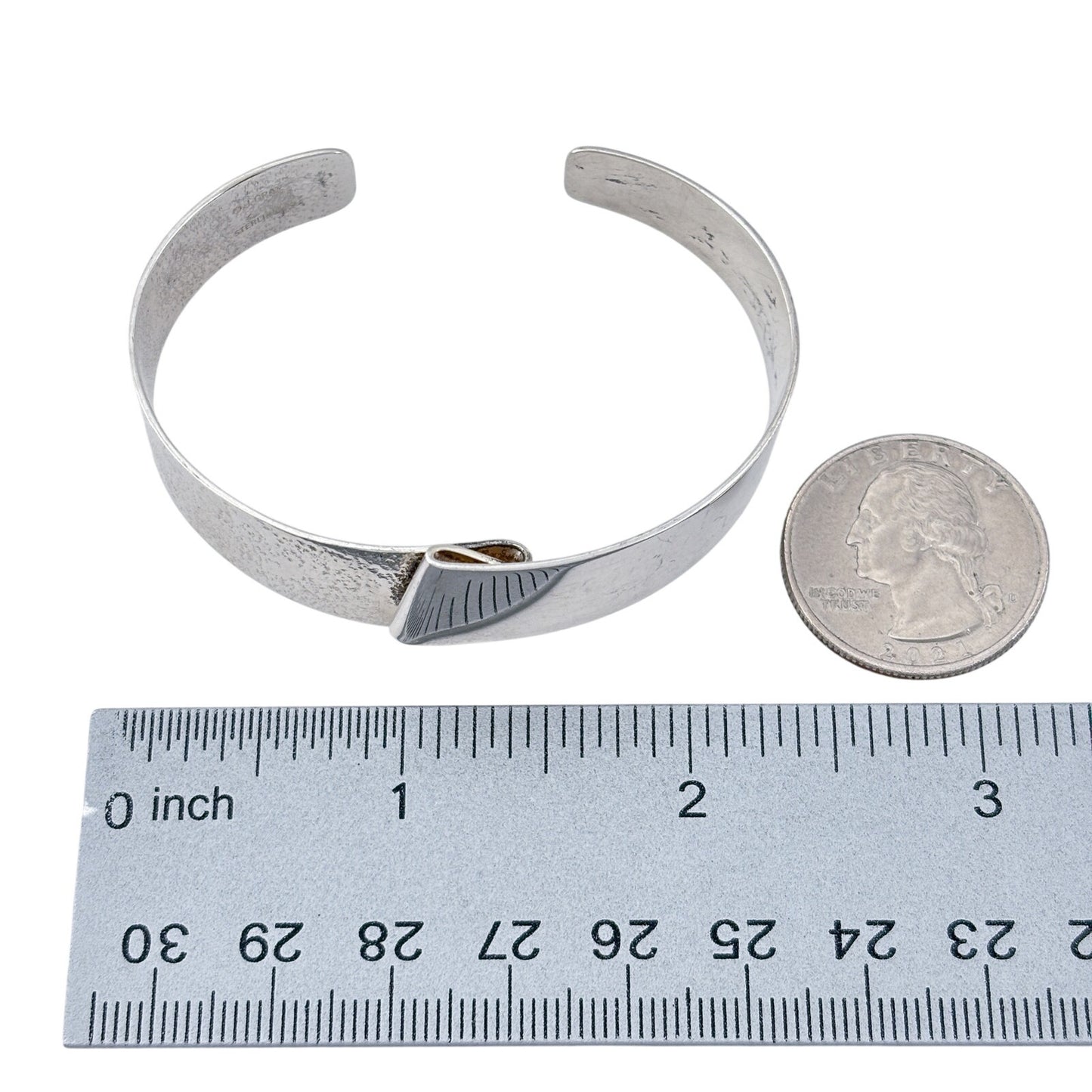 Vintage Sterling Silver 925 Wide Cuff Bracelet 6.5"